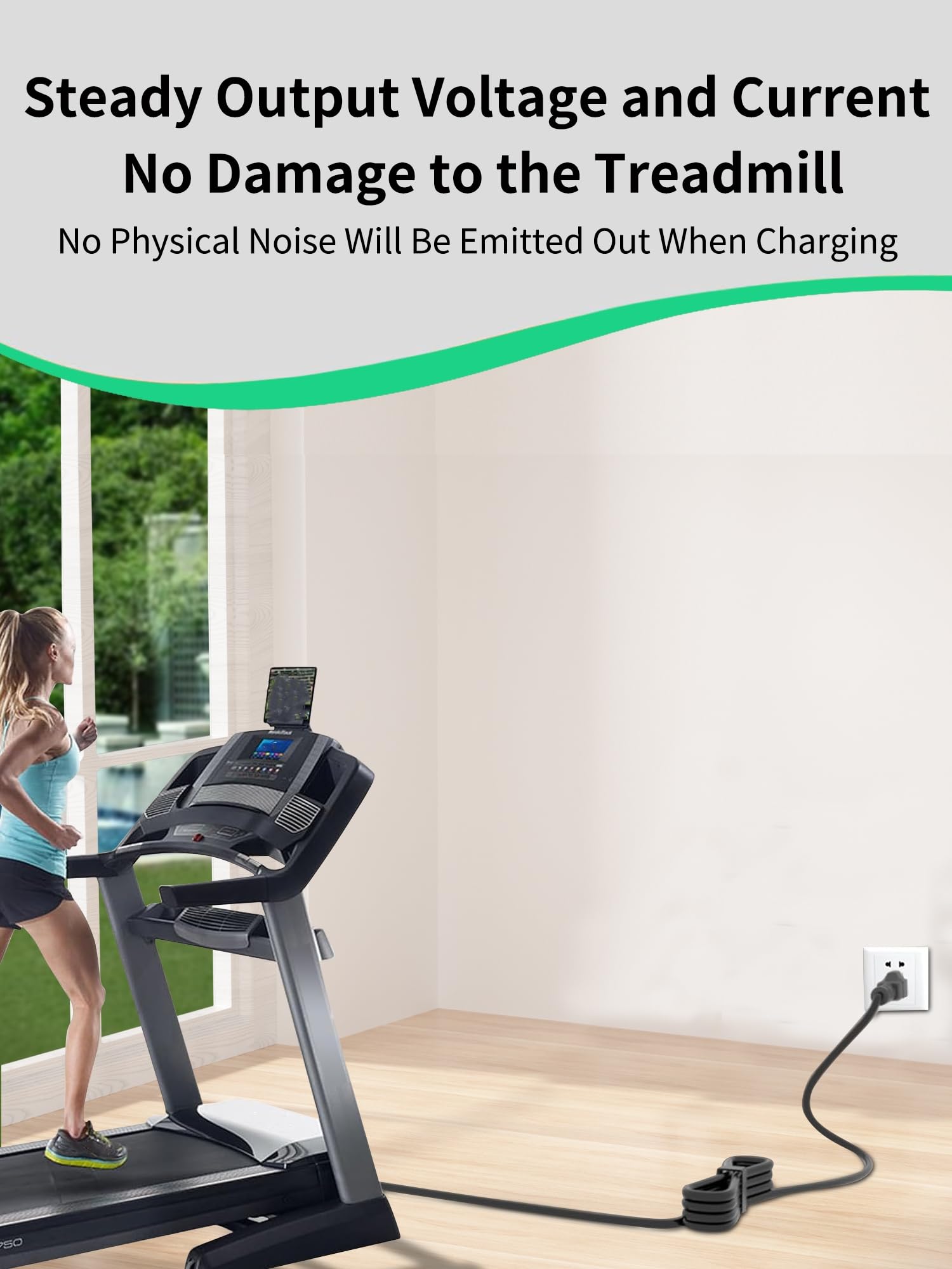 FITE ON AC Power Cord Compatible with Redliro Walking Pad Treadmill Under Desk, 6FT Power Cable for Portable Mini Treadmill with Remote Control