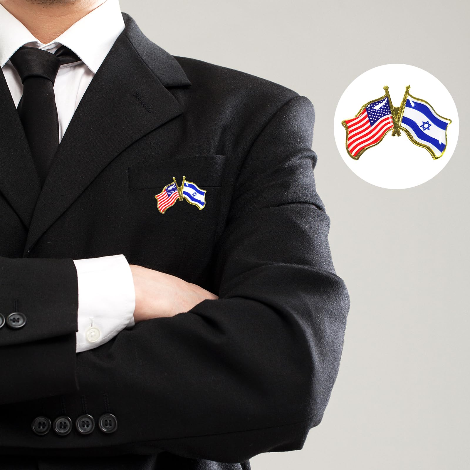 6Pcs America Israel Flag Lapel Pins, American Israel Flag Friendship Pin for Tie Hat Cuff Bag, Pins Badge Souvenir for I Stand with Israel Flag Pins