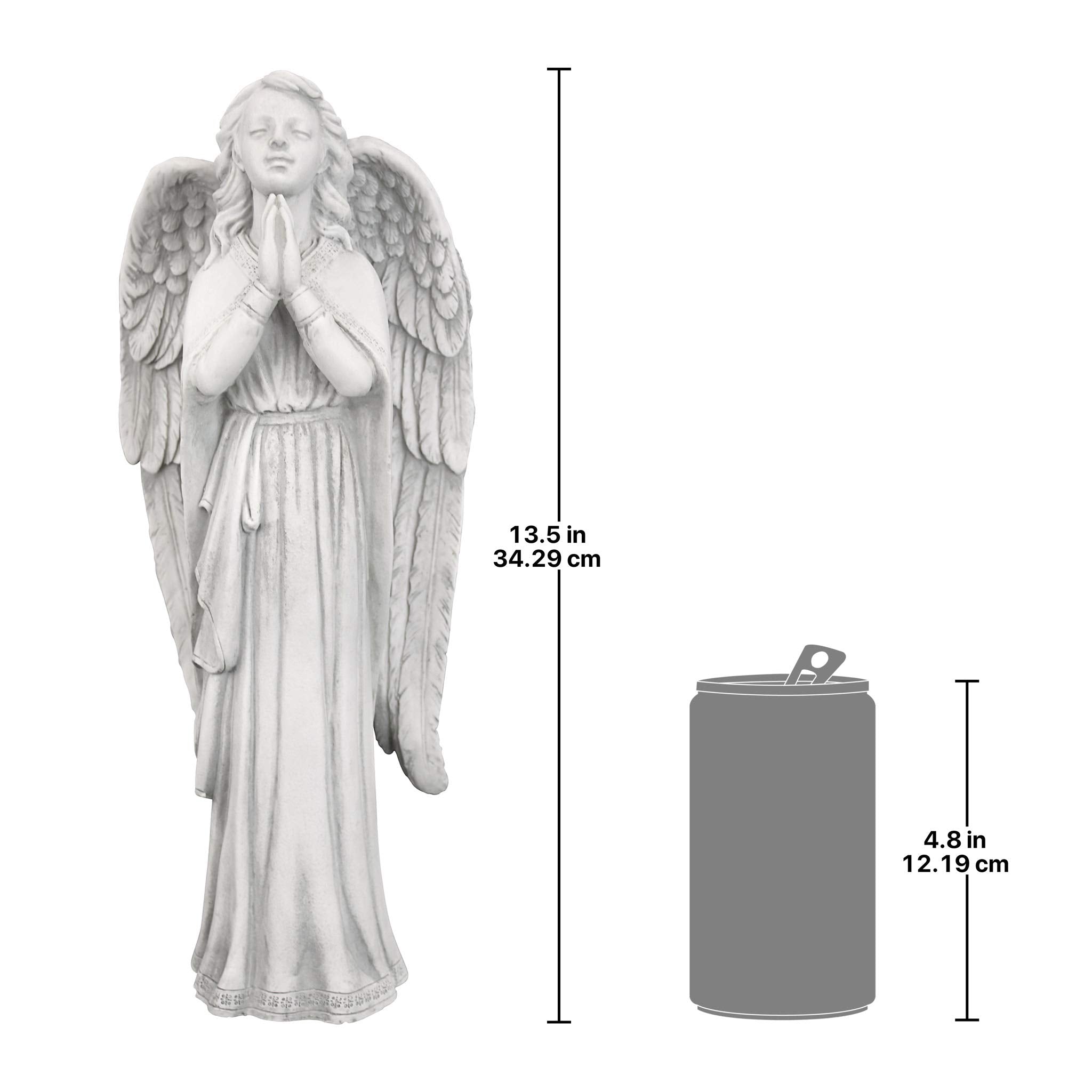 Design Toscano KY930578 Divine Guidance Praying Guardian Angel Religious Garden Statue, Medium, 13 Inch, Antique Stone