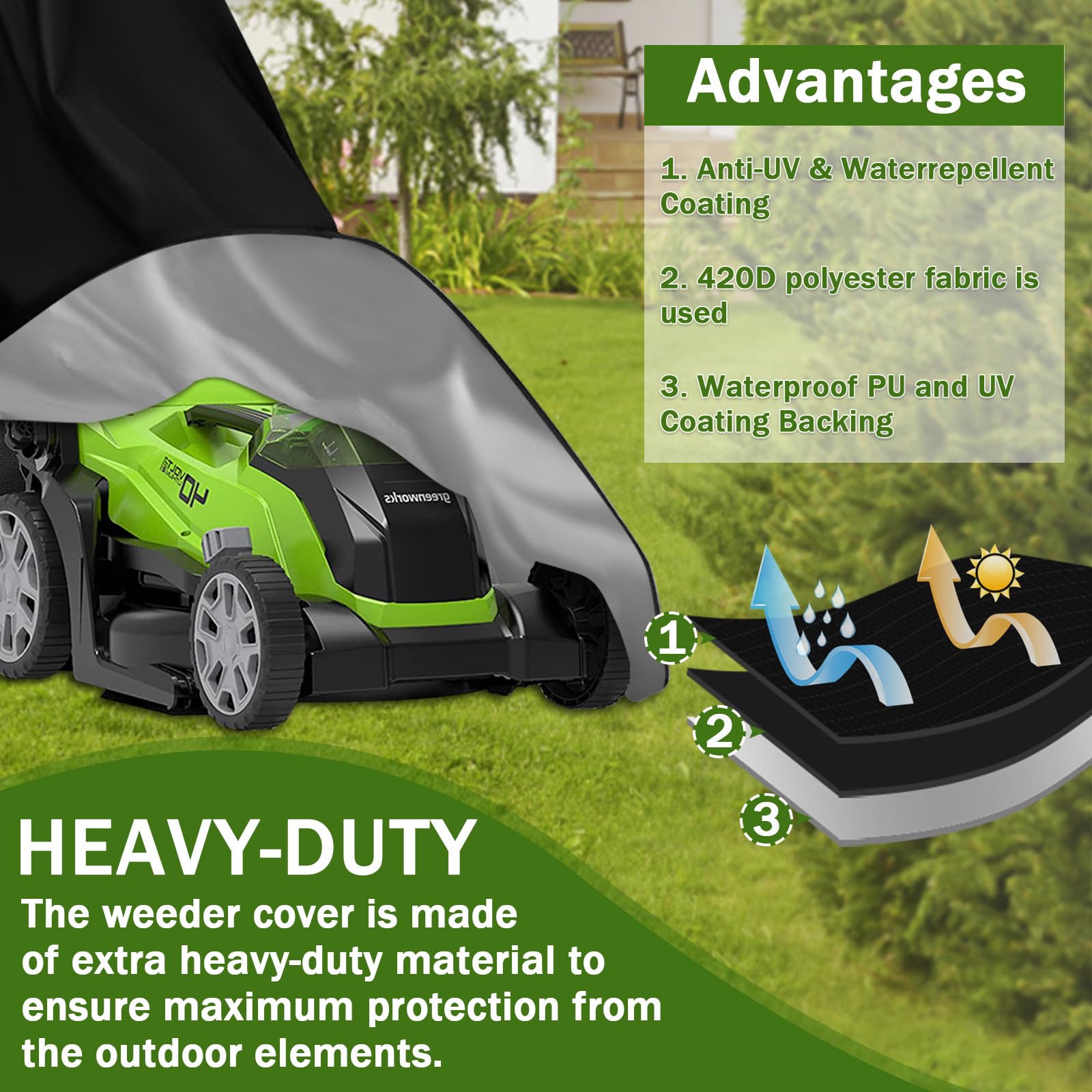Outdoors Lawn Mower Cover-Heavy Duty 420d Polyester Oxford Waterproof,Uv Protection Universal Fit Lawnmower With Drawstring & Cover Storage Bag,Lawnmower Covers For Dust,Wind,Snow,Outdoor