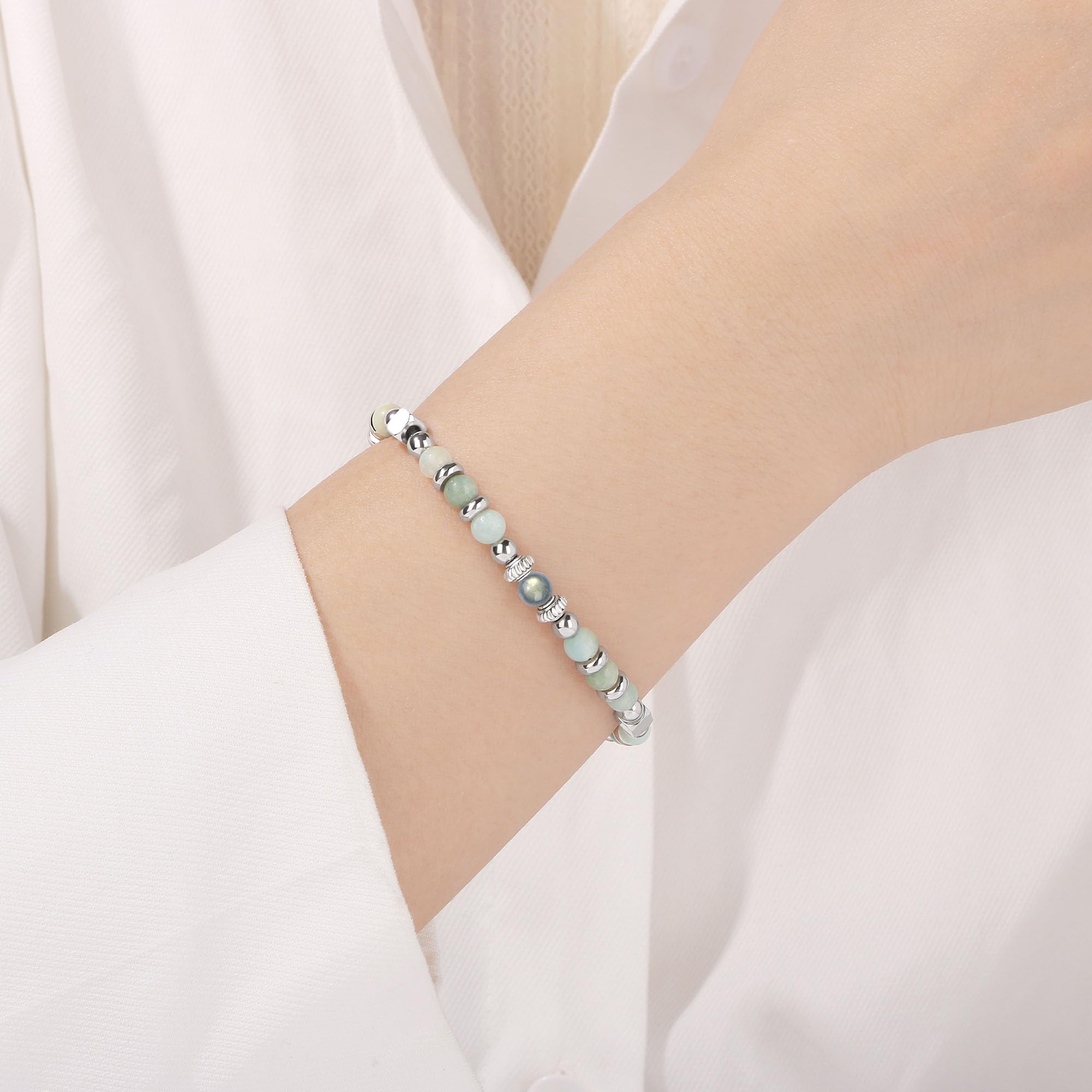 JoycuFF Best Friend Birthday Gifts for Women Bracelet, Christmas Friendship Gifts for Women, Gifts for Best Friend Friends Bracelets for Women Woman, Bestie Gifts Amazonite Moonstone Bracelets