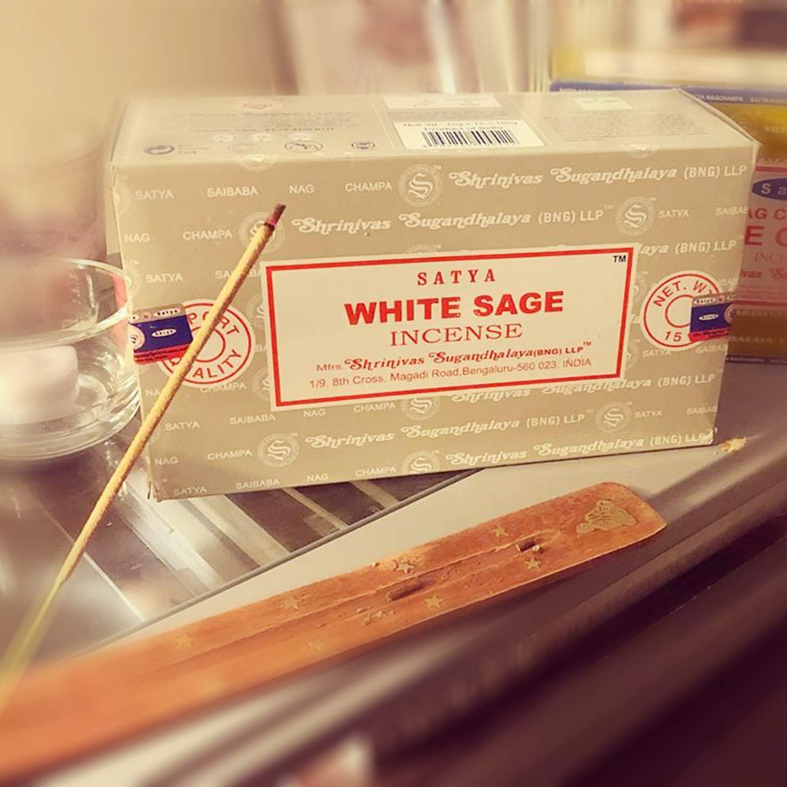 Satya Nag Champa White Sage incense sticks-12packs x 15grams by Satya