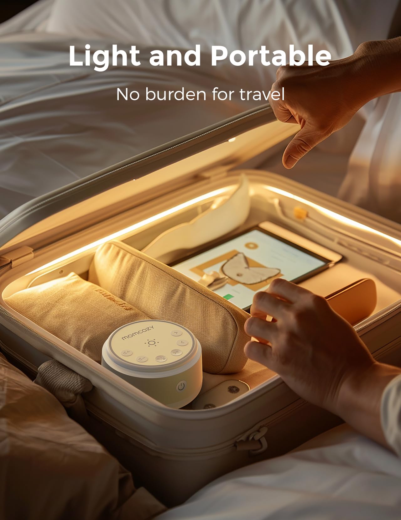 Momcozy Sound Machine for Baby-20 Soothing Sounds & Touch Warm Light Portable White Noise for Kids & Adults for Sleeping Timer and Memory | Ideal Travel Companion & Nursery Must-Have