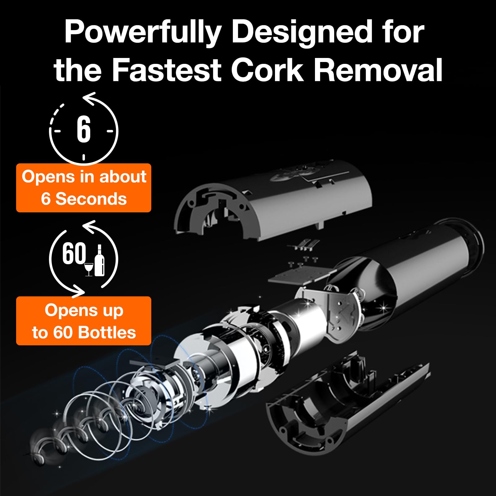 Electric Wine Opener 4-in-1 Gift Set, Vacuum Wine Stopper, Wine Pourer, Foil Cutter, Corkscrew, Battery Operated, Wine Cap, Wine Aerator, Easy Wine Cork Removal to Storage(SGS)