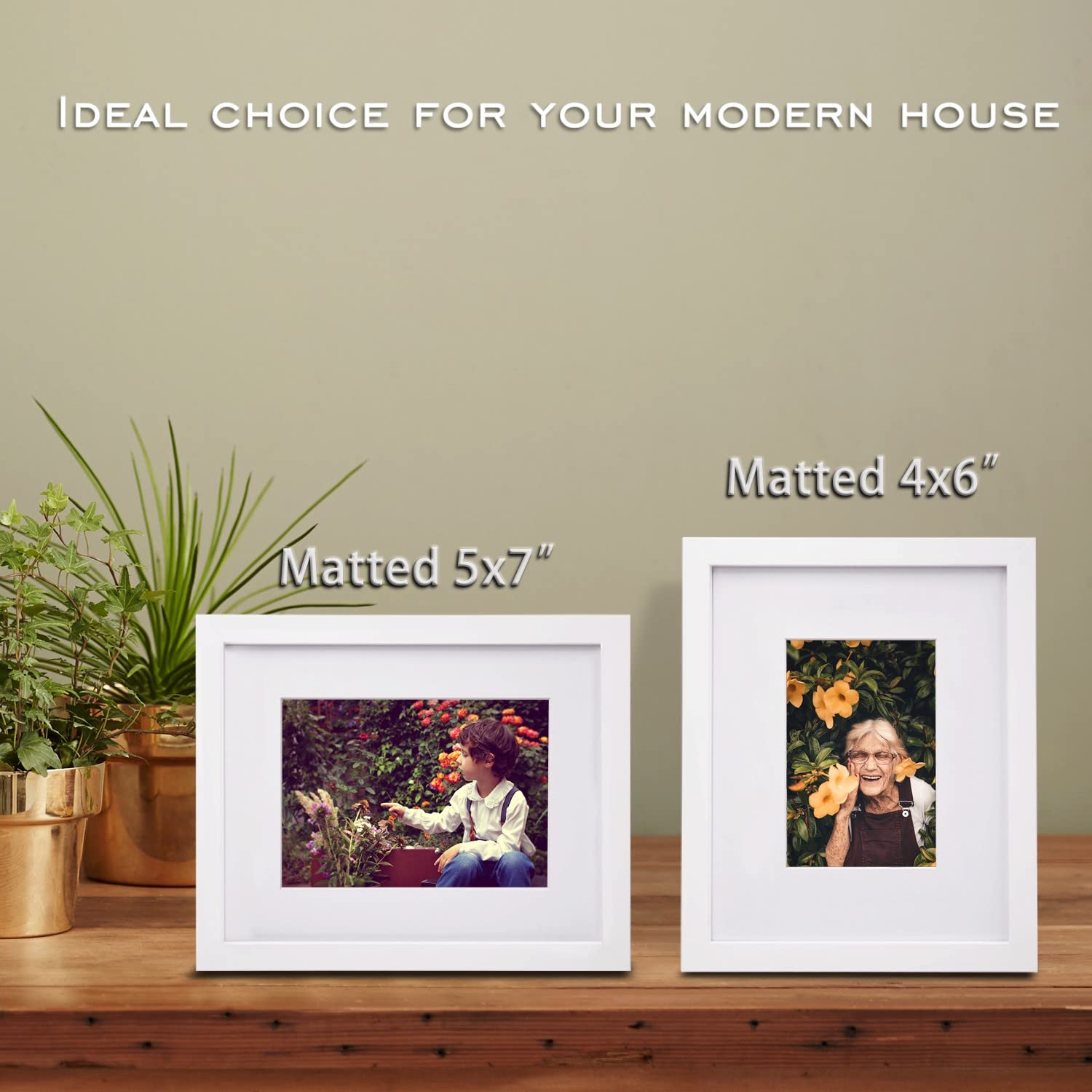Egofine 8x10 Picture Frames Set of 4, Made of Solid Wood Covered by Plexiglass 4x6 and 5x7 with Mat or 8x10' without Mat, for Table Top Display and Wall Mounting Photo Frame White