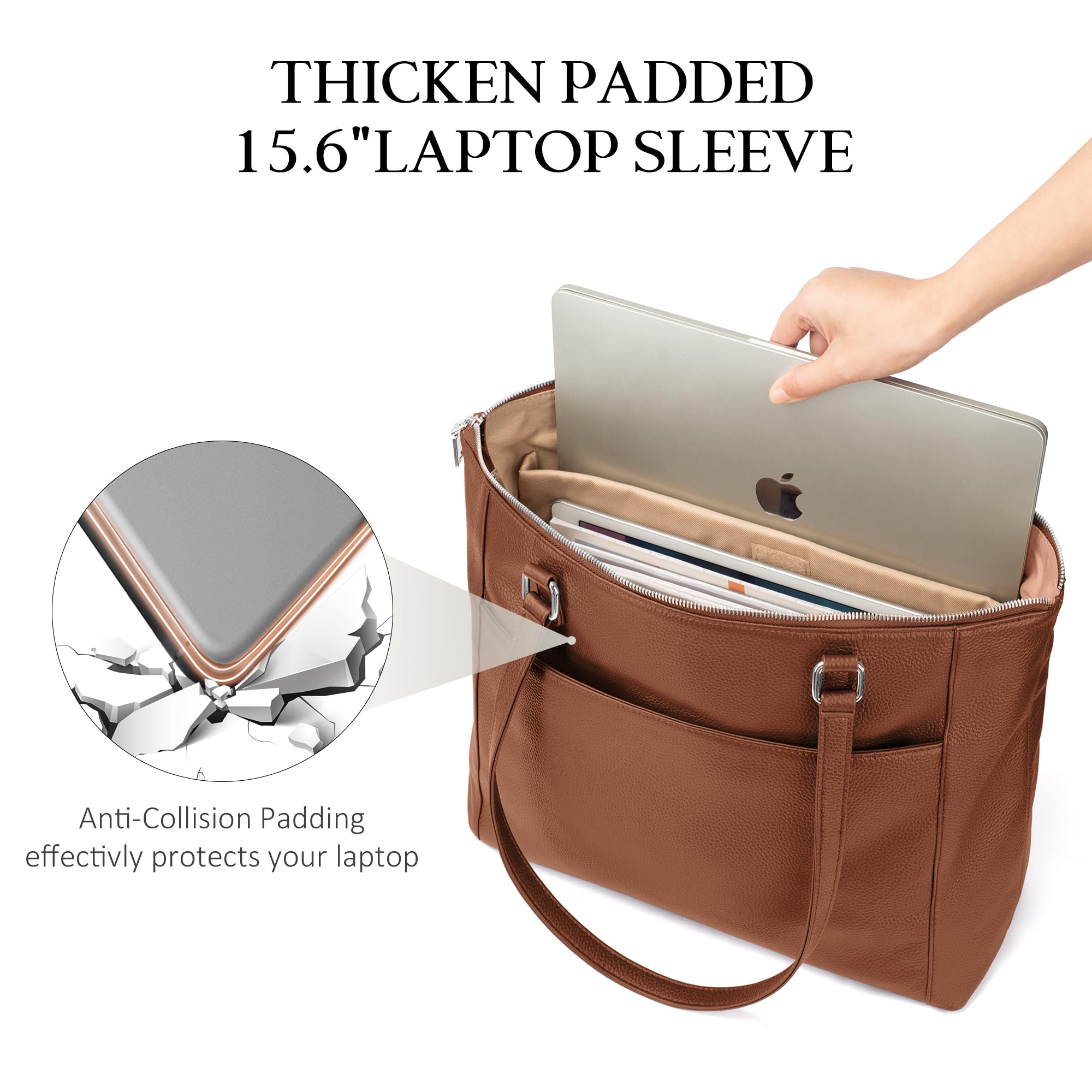 befen Genuine Leather Tote Bag for Women for Work, Brown Large Tote Purse, Women's Large Soft Leather Handbags and Shoulder Bags Satchel Handbags with Top Handles for Work Travel