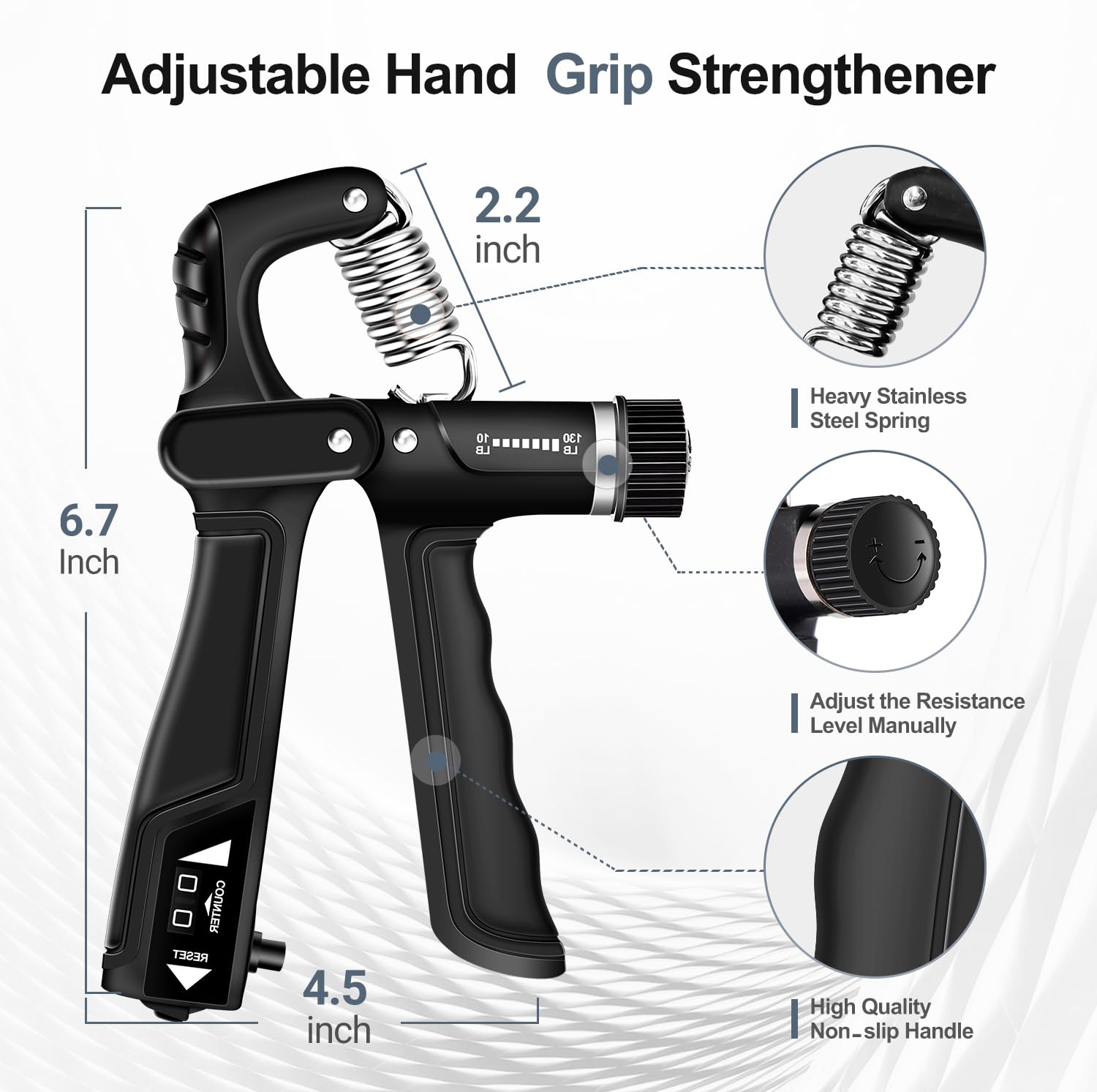 Grip Strength Trainer Kits (5 Pack), Forearm Strengthener with Adjustable Resistance, Grip Strength Tester, Finger Strengthener, Hand Gripper Strengthener for Muscle Building Injury Recover