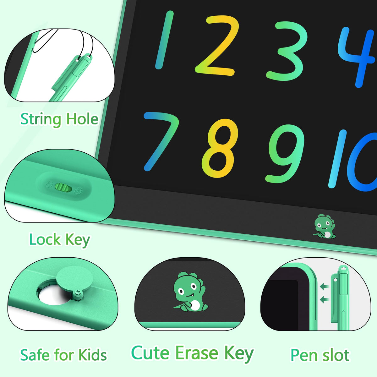 Hockvill LCD Writing Tablet for Kids, Toys for Girls Boys Drawing Pad for 3 4 5 6 7 Year Old Kid, Toddler Doodle Board Christmas Birthday Gift for Children (16 INCH, Green)