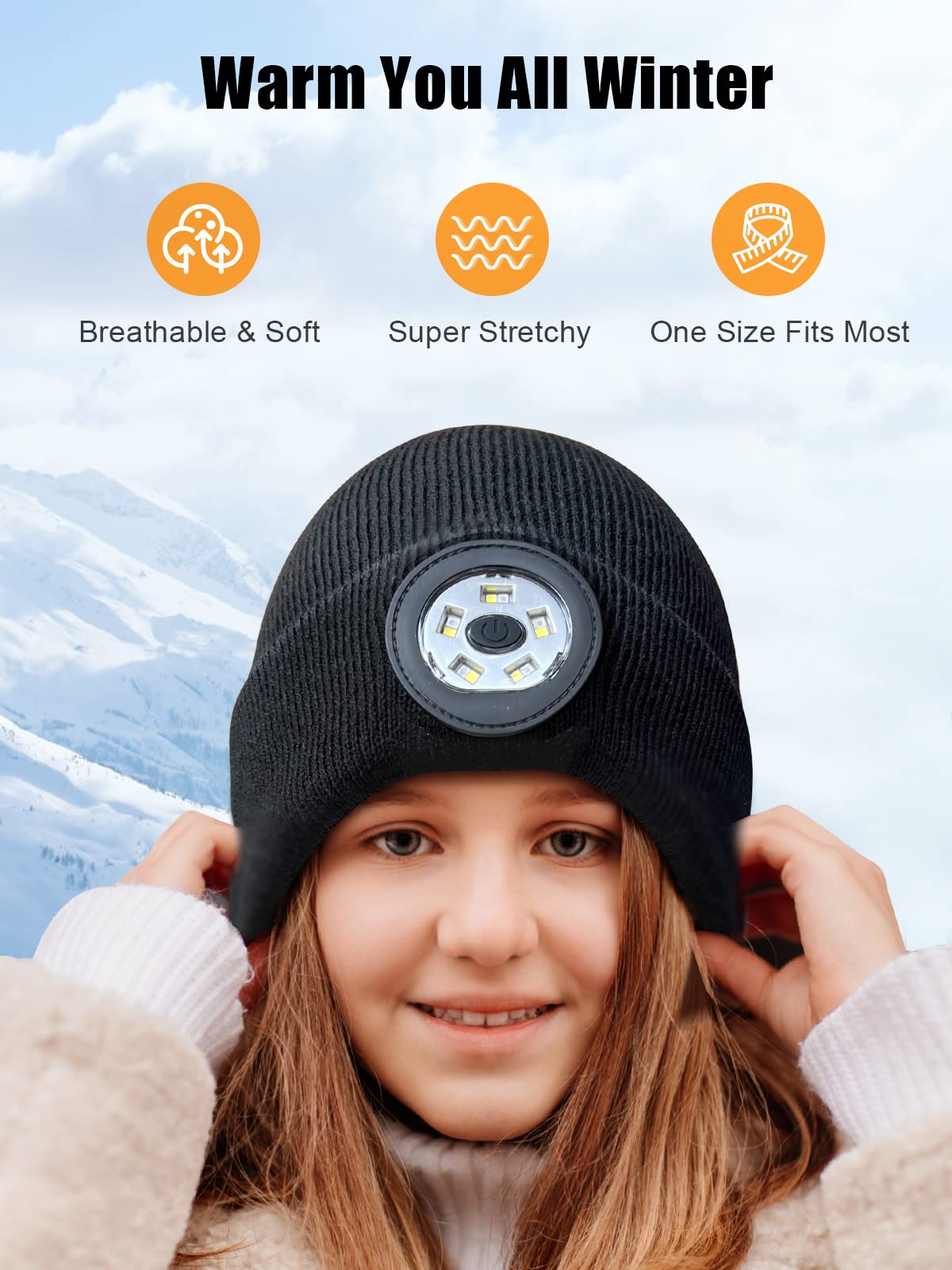 UNBON Bluetooth Beanie with Light, LED Beanie Hat with Headphones, Mens Gifts for Christmas Birthday Stocking Stuffers for Men Unique, Cool Tech Gifts for Men Teen Boys Dad Teens Him