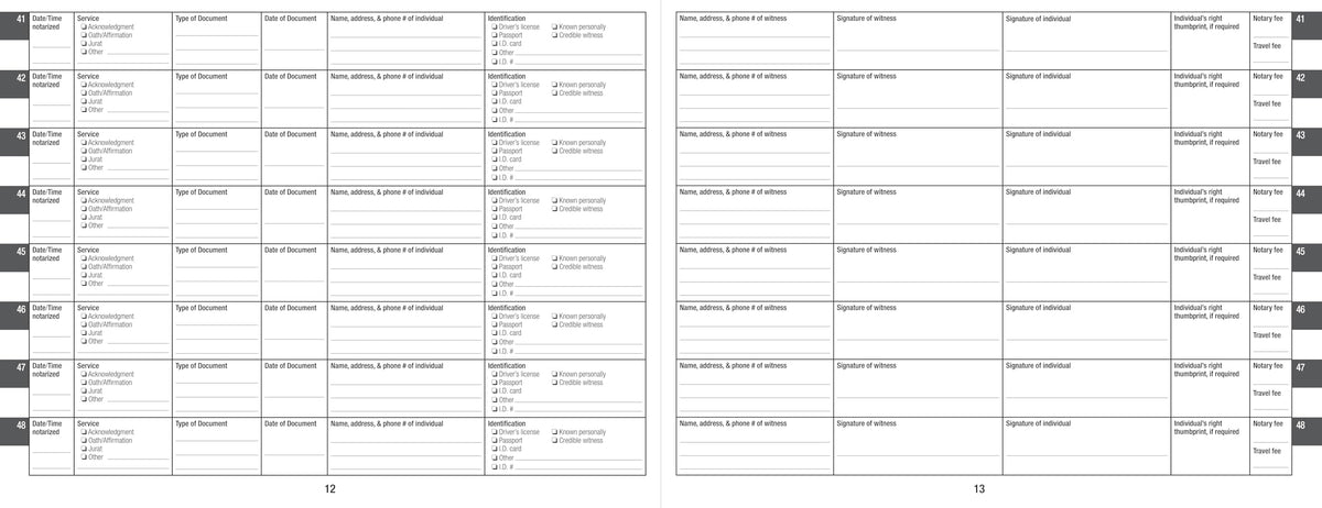 Notary Public Logbook
