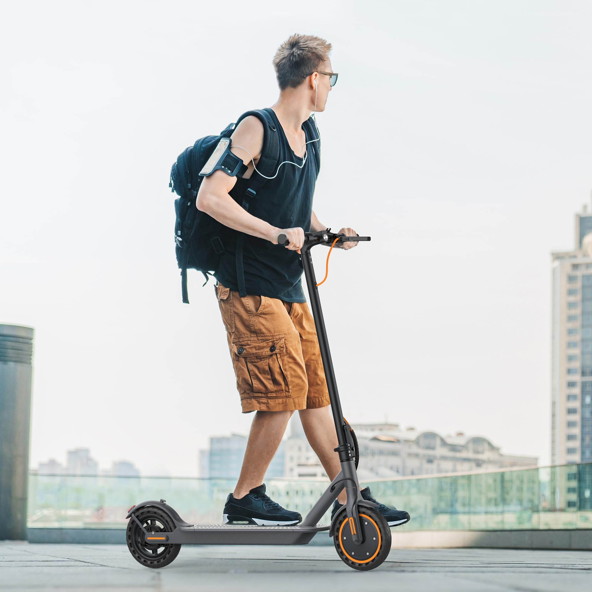Adult Electric Scooter, Max Speed 19/21MPH, Up to 21-28 Miles Range, 500W/350WMotor Adult E-Scooter, Foldable Scooter with Dual Braking, Smart APP