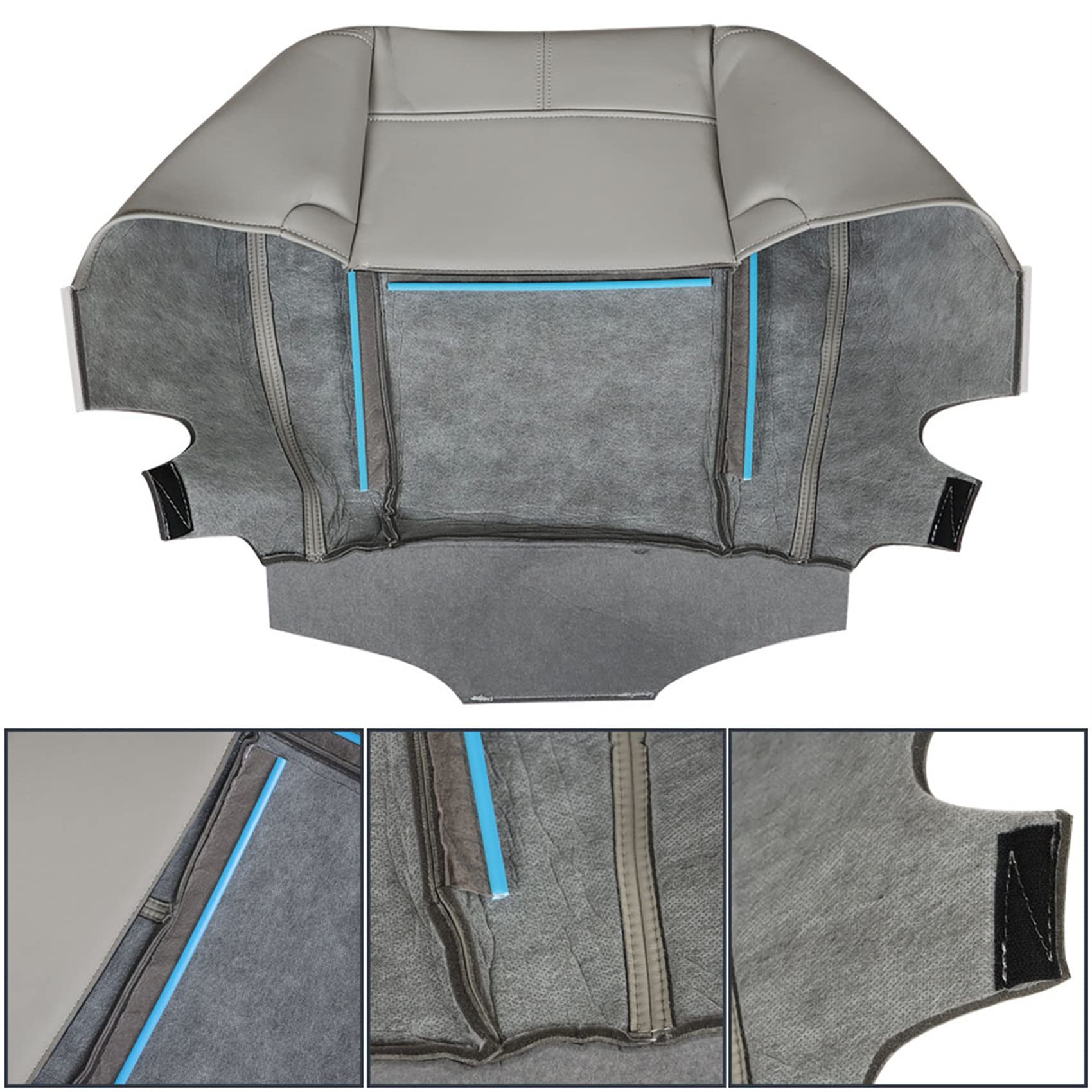 labwork Driver Bottom Leather Seat Cover Bucket Seat Replacement for Chevy Silverado 2007-2014 Grey