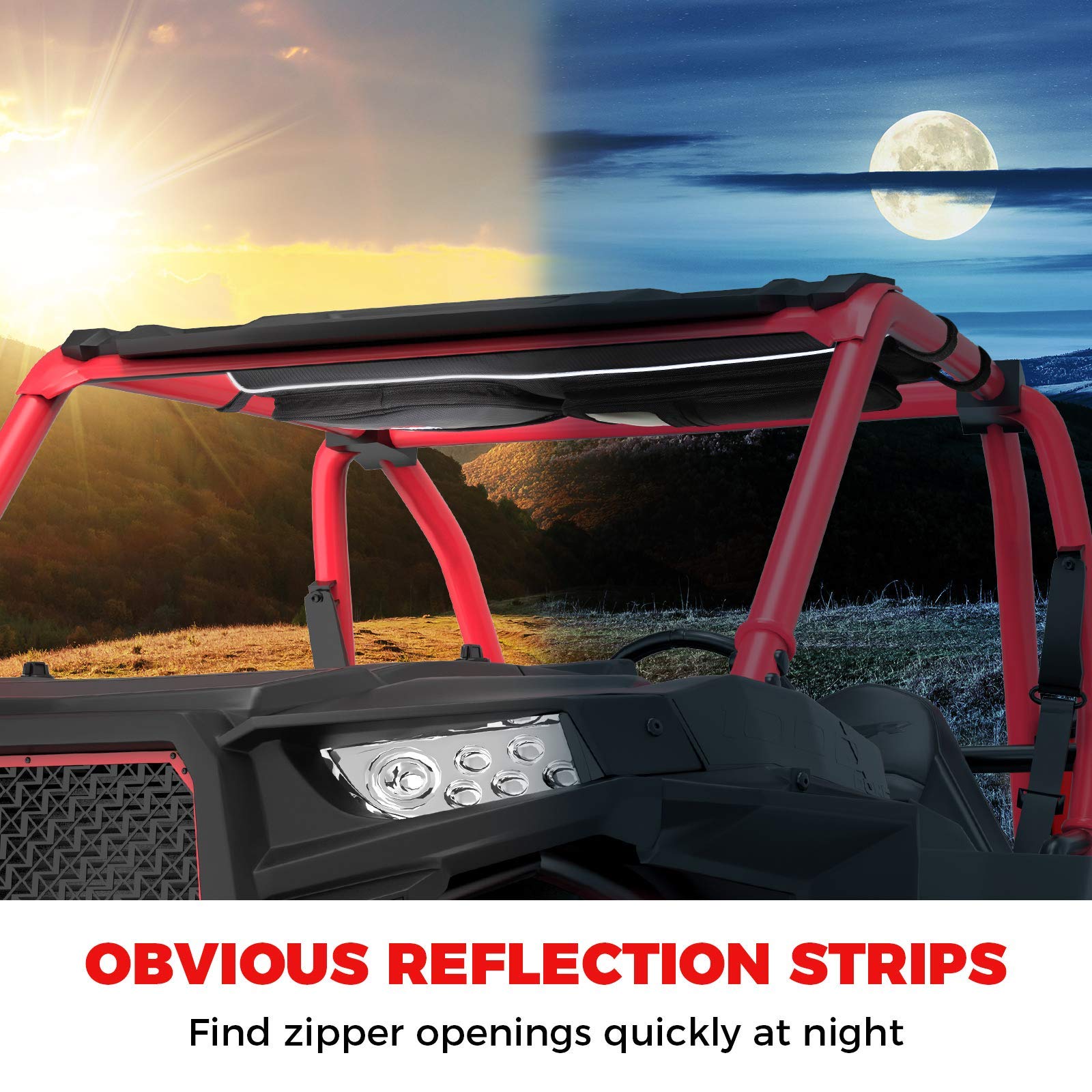 KEMIMOTO UTV Roof Bag, 1680D UTV Overhead Storage Bag with Transparent Film Bag, Large Capacity Prevent Sagging Compatible with 2014-2023 Polaris RZR XP 1000 / S 1000 Turbo 900 S Can Am Commander MAX