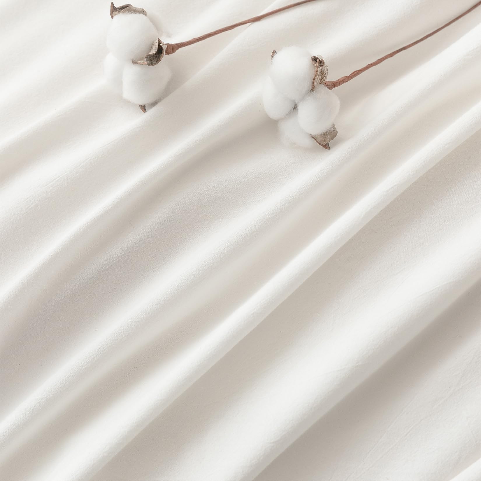 BDEAR Linen Feel Off White Duvet Cover Twin Size 90'' L x 68'' W, 100% Washed Cotton Duvet Cover with Zipper Closure Plus 1 Pillowcase, Cozy and Breathable
