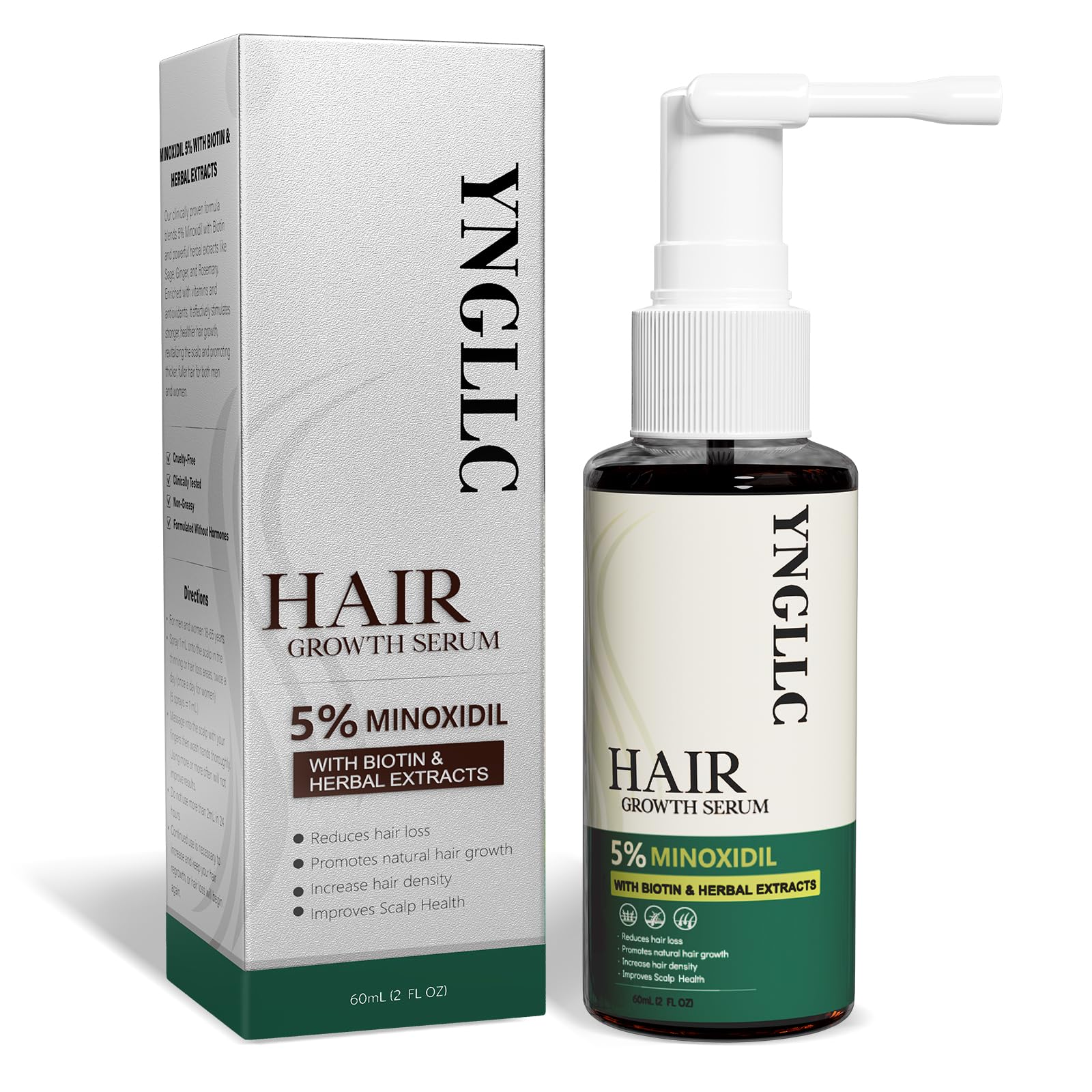 5% Minoxidil Hair Growth for Men and Women, Extra Strength Minoxidil Hair Loss Treatment Serum with Biotin & Herbal Extracts for Faster Thicker Stronger Hair Growth 60mL