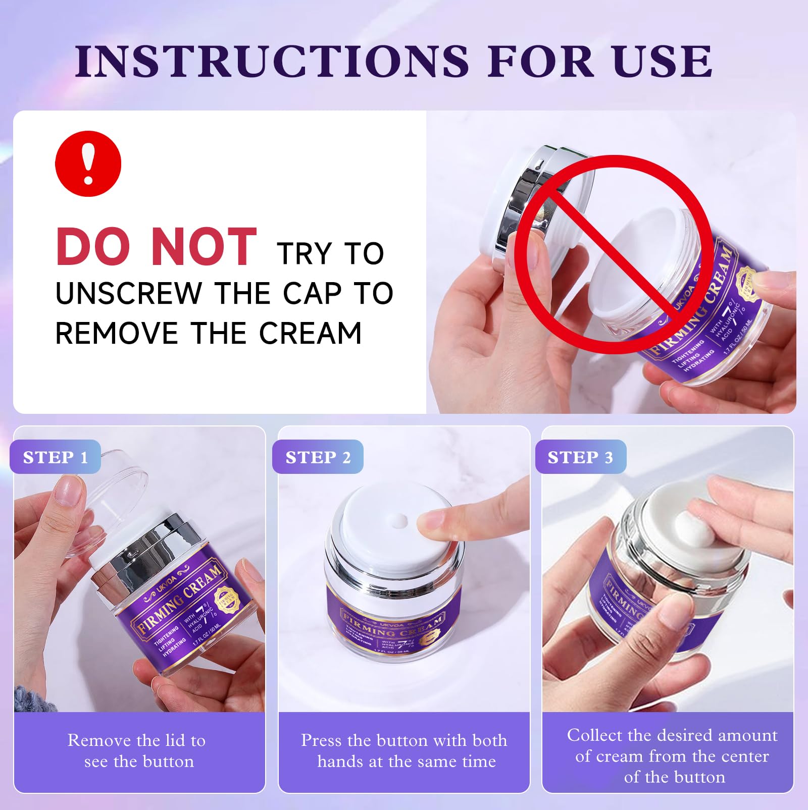 UKVOA Retinol Neck & Face Wrinkle Cream for Women, Neck Cream for Tightening and Firming, Anti Aging Skin Care with Collagen & Hyaluronic Acid, Instant Face Lift Cream 1.7 Fl Oz