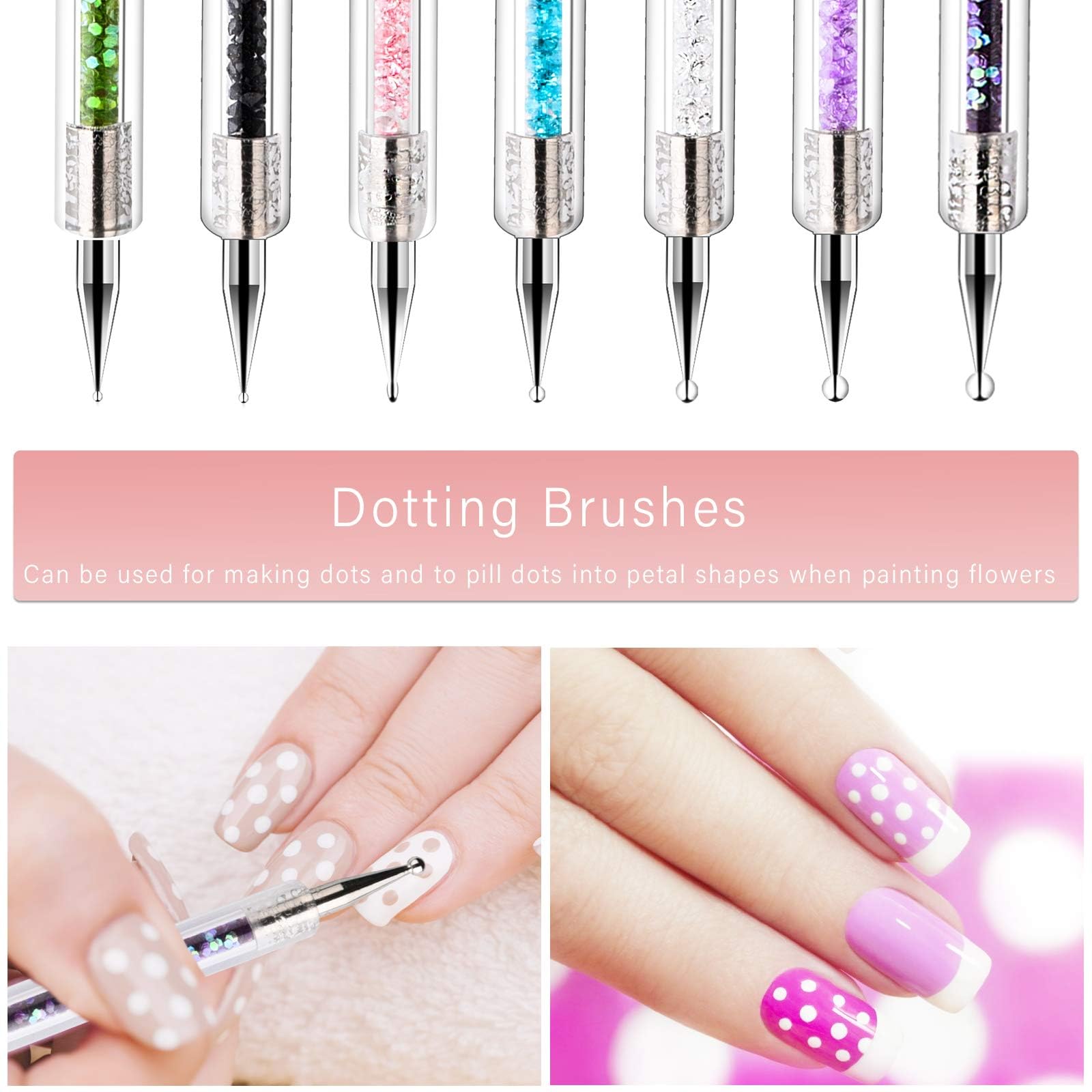 TOCOLES Nail Art Brushes, 9PCS Nail Brushes for Nail Art with Nail Liner Brush and Nail Dotting Pens for Home Use and Professional Nail Salon