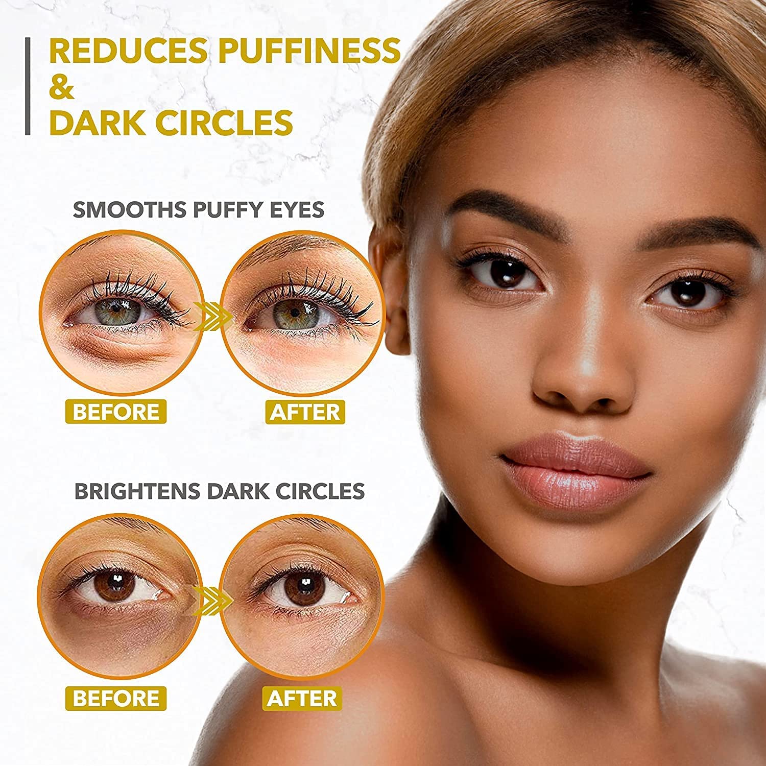 Arvesa Under Eye Mask for Dark Circles and Puffiness, Wrinkles, 24k Gold Under Skincare Treatment Patches for Puffy Eyes with Collagen for Women and Men - Gel Pads - 30 Pairs