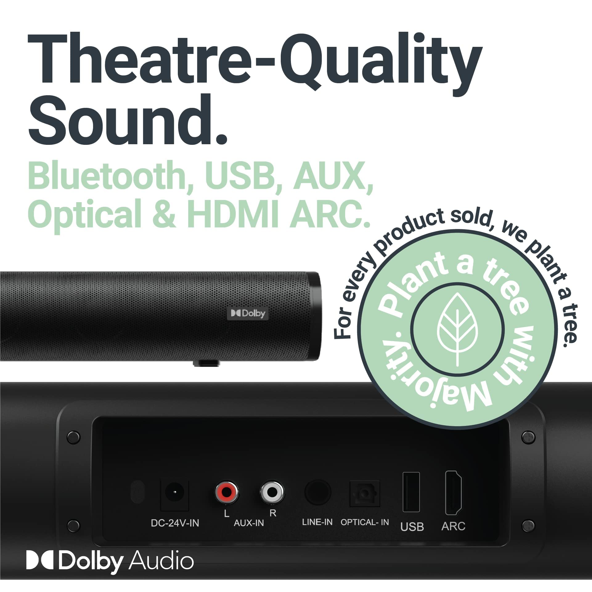 Majority Everest 5.1 Dolby Audio Surround Sound System with Sound Bar | Wireless Subwoofer I 300W, Home Theatre 3D Audio with Detachable Speakers | HDMI ARC, HDMI, Bluetooth