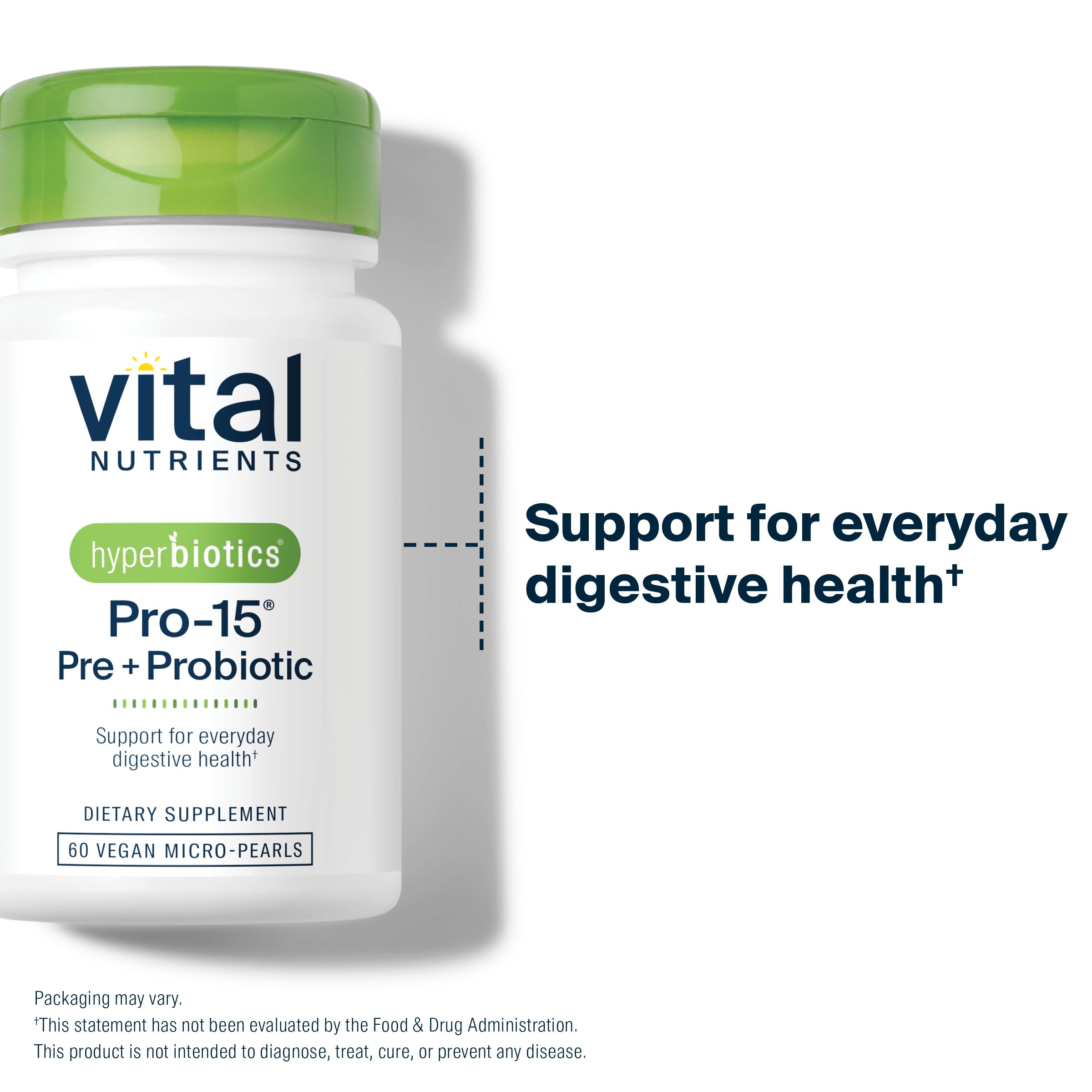 Hyperbiotics Vital Nutrients Pro-15 Prebiotics + Probiotics for Women and Men | 15 Science Backed Strains | Supports Occasional Constipation, Diarrhea, Gas & Bloating | 60 Vegan Time Release Pearls