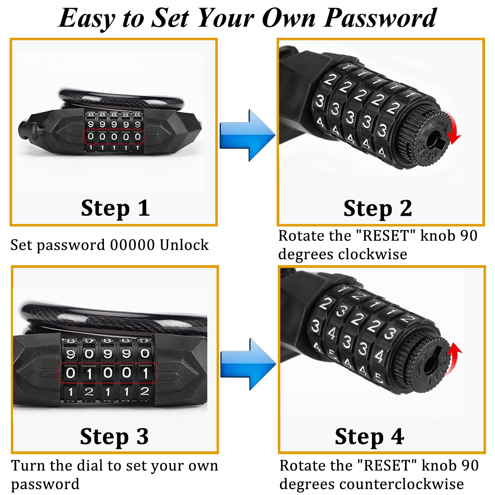Premium Bike Lock, Bike Locks Heavy Duty Anti Theft, High Security 5 Digit Resettable Coiling Bicycle Lock for Scooters, Motorcycle, Bikes, 3.9ft Bike Lock Cable Lock Combination with Mounting Bracket