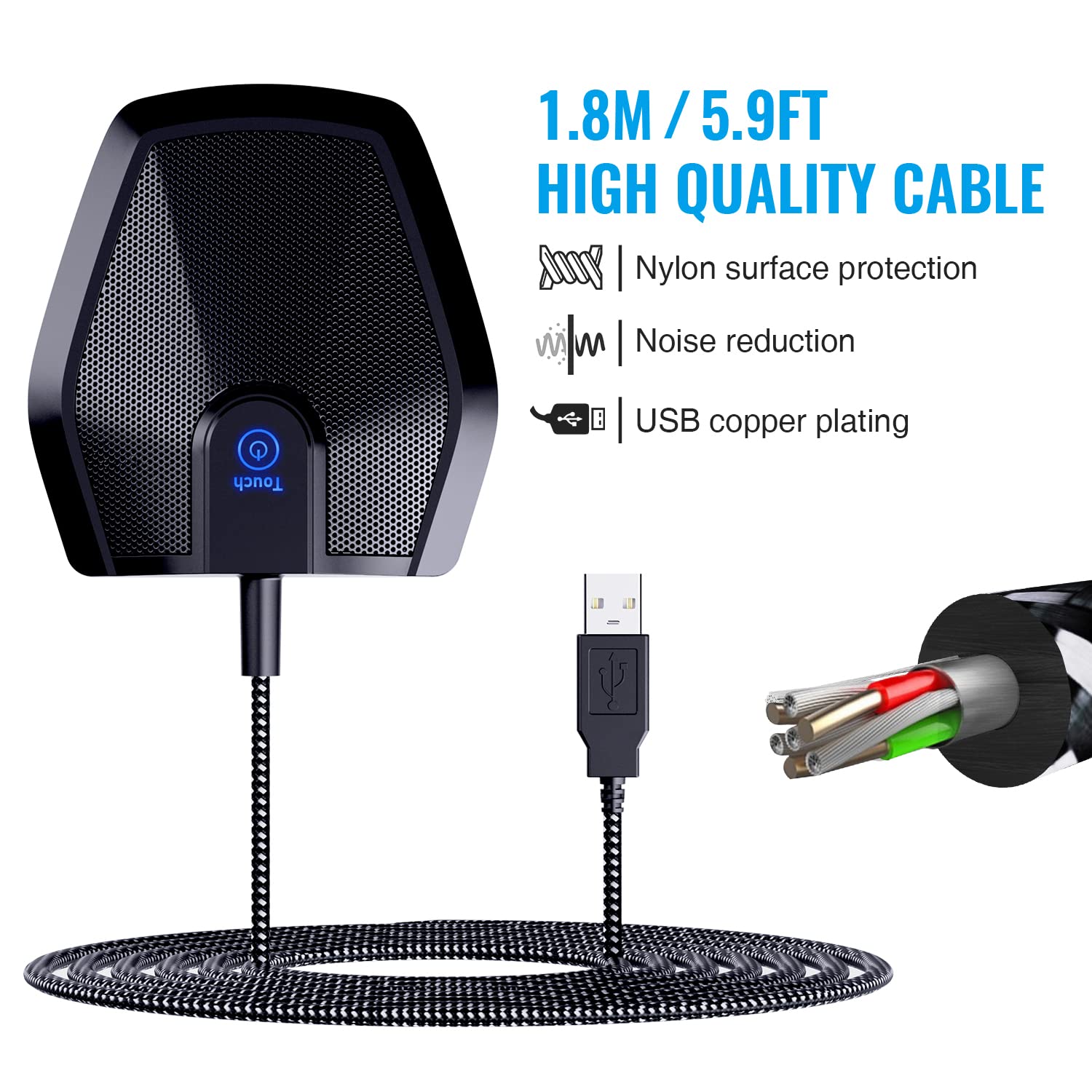 TONOR Conference USB Microphone, Omnidirectional Condenser PC Mic for Video Conference, Recording, Skype, Online Class, Court Reporter, Plug & Play Compatible with Mac OS X Windows PC Compute, G11