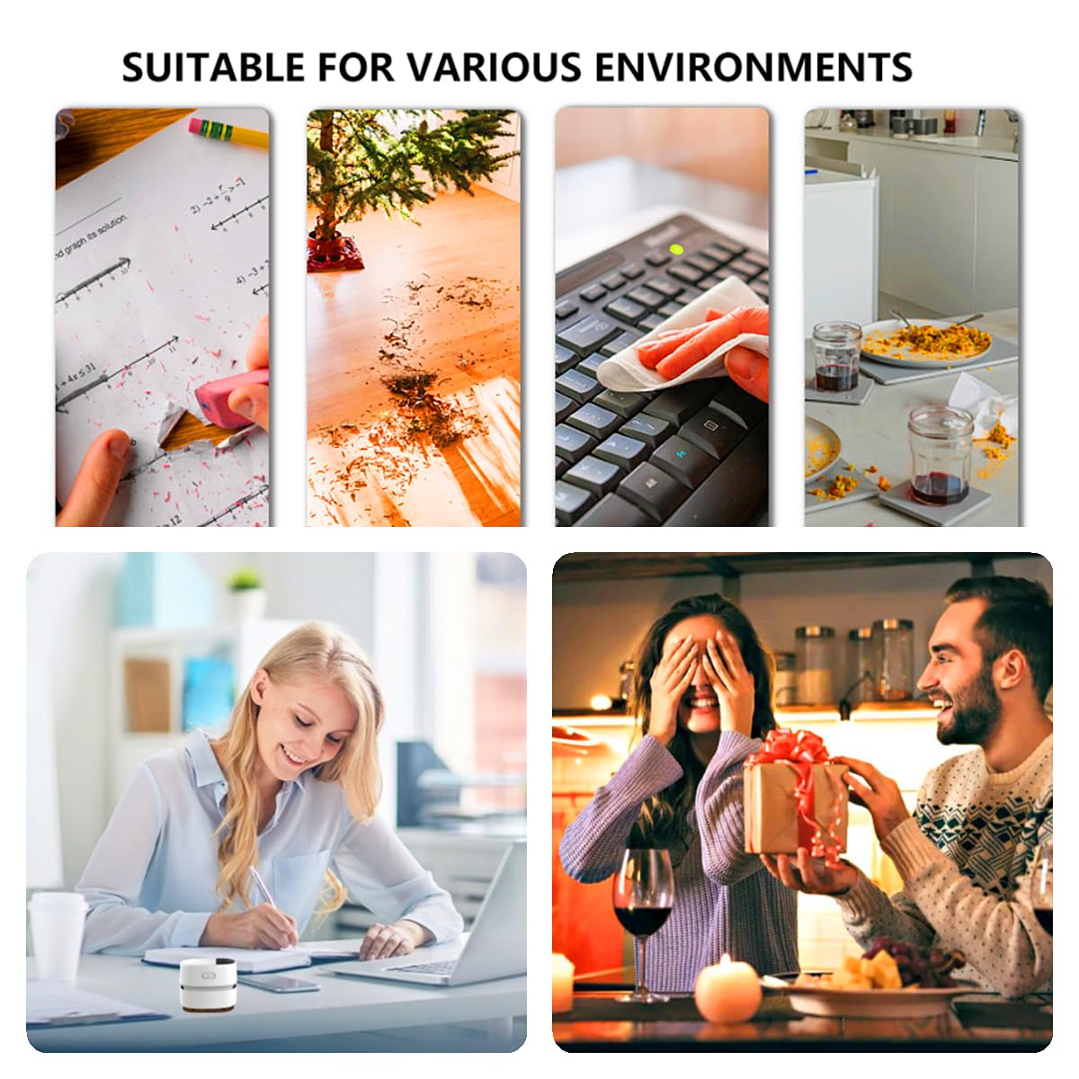 TRZLIFE Desk Vacuum Cleaner, Rechargeable and Durable Mini Table Vacuum Cleaner Must-Have Office Desk Accessory Sucks up Tiny Items and Crumbs from Desktop Drawer Countertop Ideal as a Holiday Gift