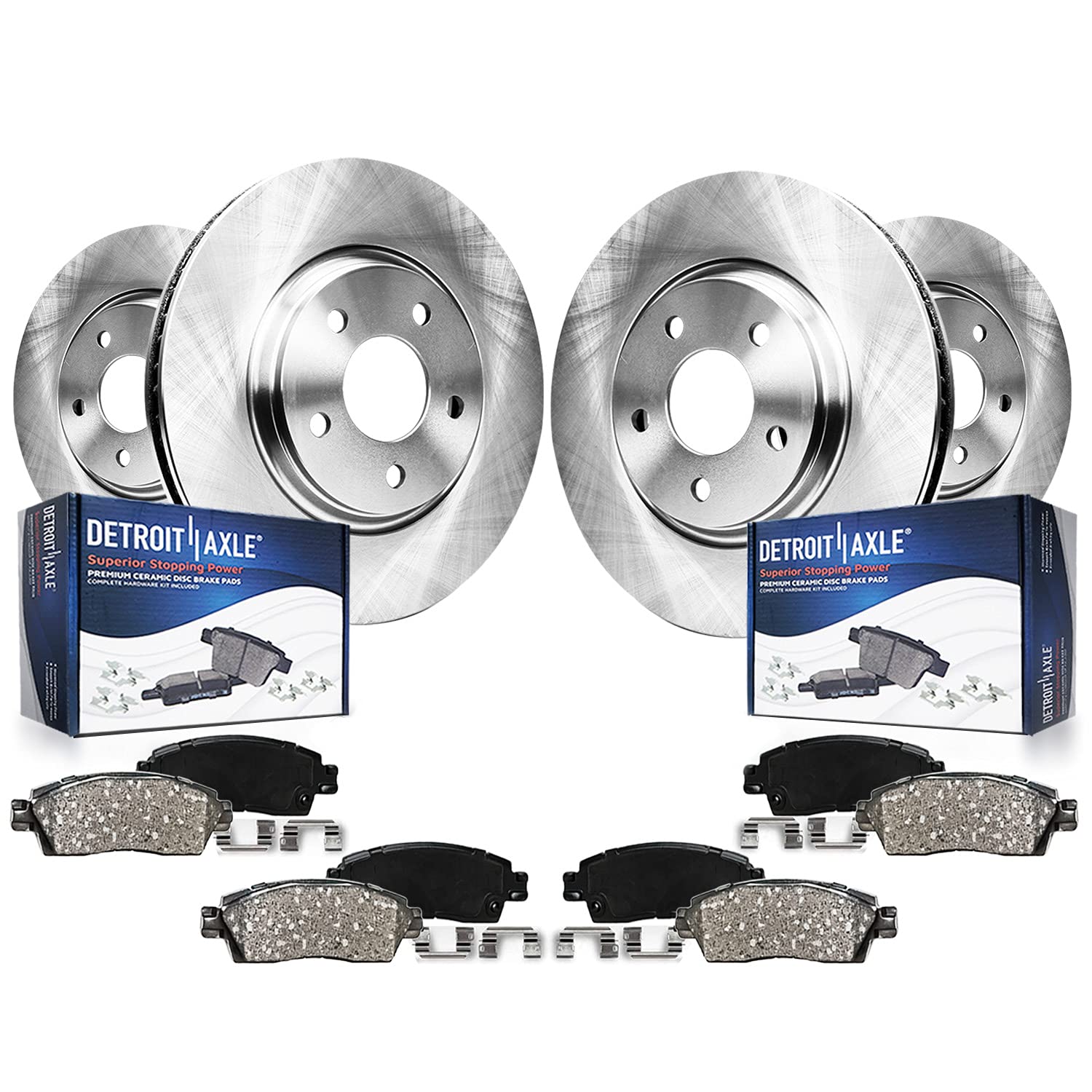 Detroit Axle - Brake Kit for 2008-2013 Nissan Rogue 2009 2010 2011 2012 Front and Rear Disc Brake Rotors Ceramic Brake Pads Automotive Replacement Brake Kits Brakes and Rotors