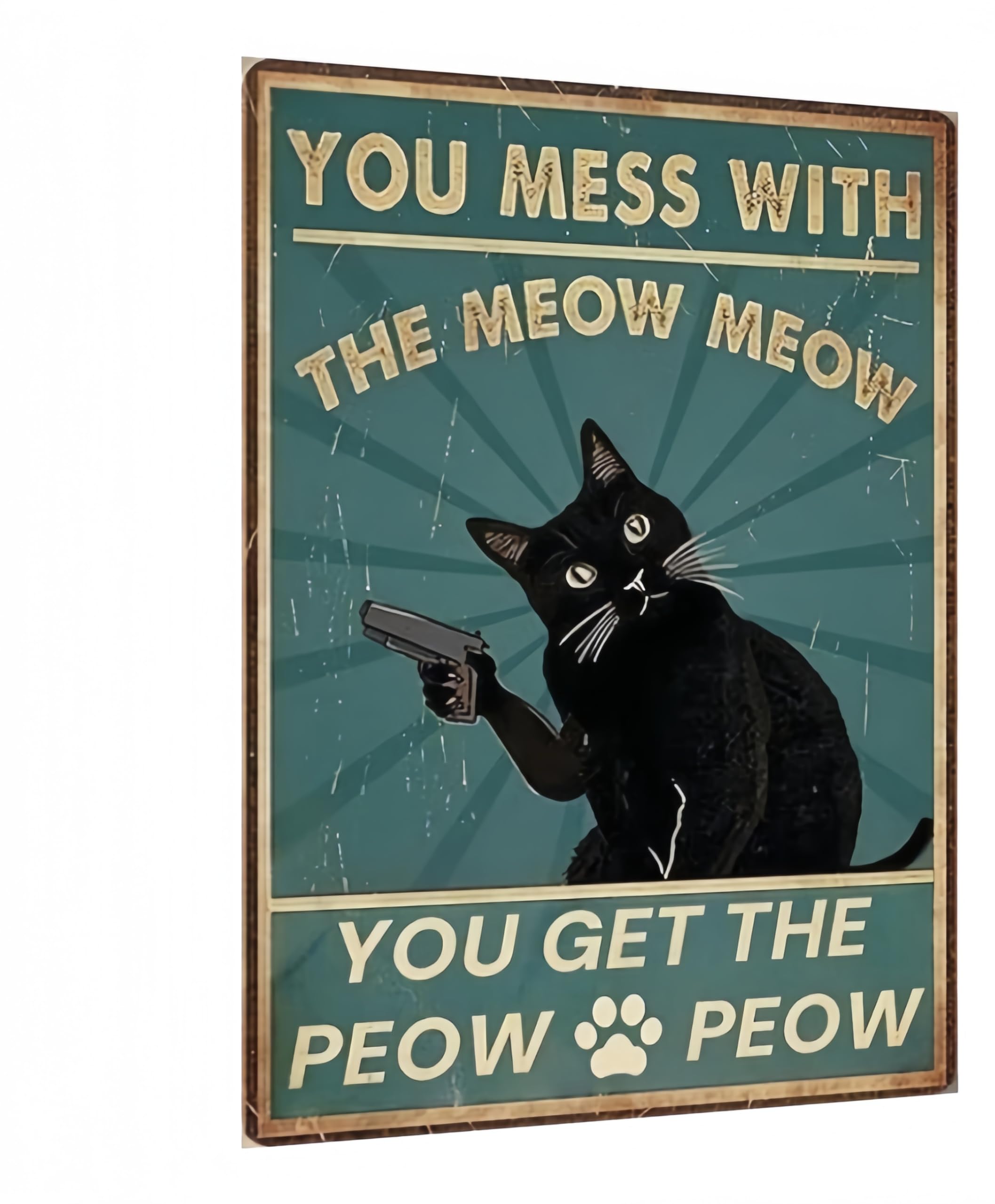 Carastora Retro Cat Decor Sign – Humorous Tin Metal Wall Art for Pet Owners, Perfect for Bedroom, Café, or Kitchen – Cat Lover Gift, 12x8 Inch