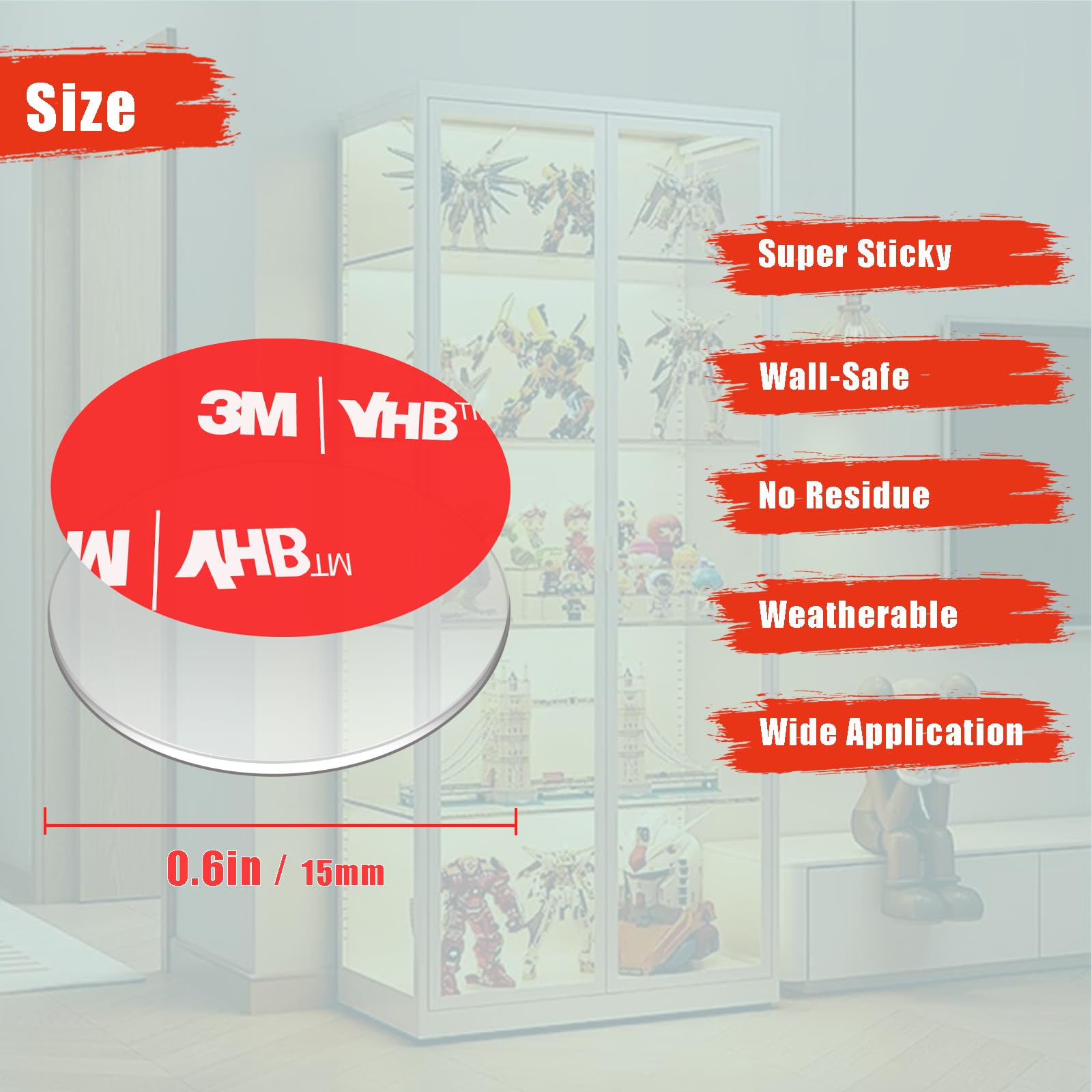 PHIXBEAR Made of 3M 0.6in Clear Poster Putty, Removable No Damage Double Sided Adhesive Dots, Waterproof Heat Resistant Mounting Putty Sticky Tack (60)