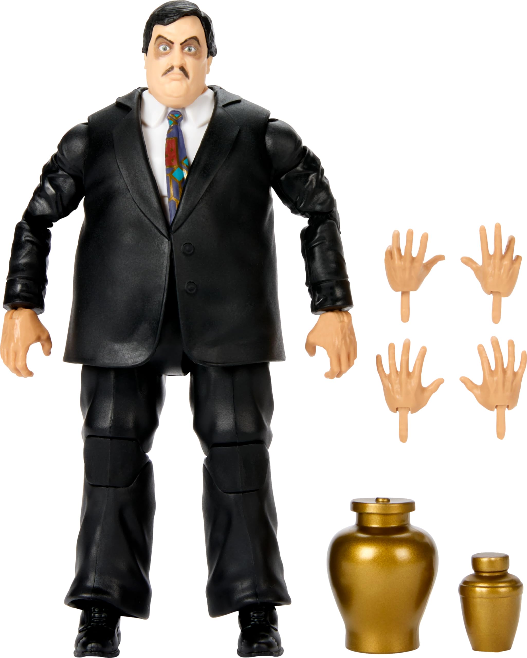 Mattel WWE Elite Action Figure & Accessories, Series #106 Paul Bearer 6-inch Collectible with 25 Articulation Points & Swappable Hands