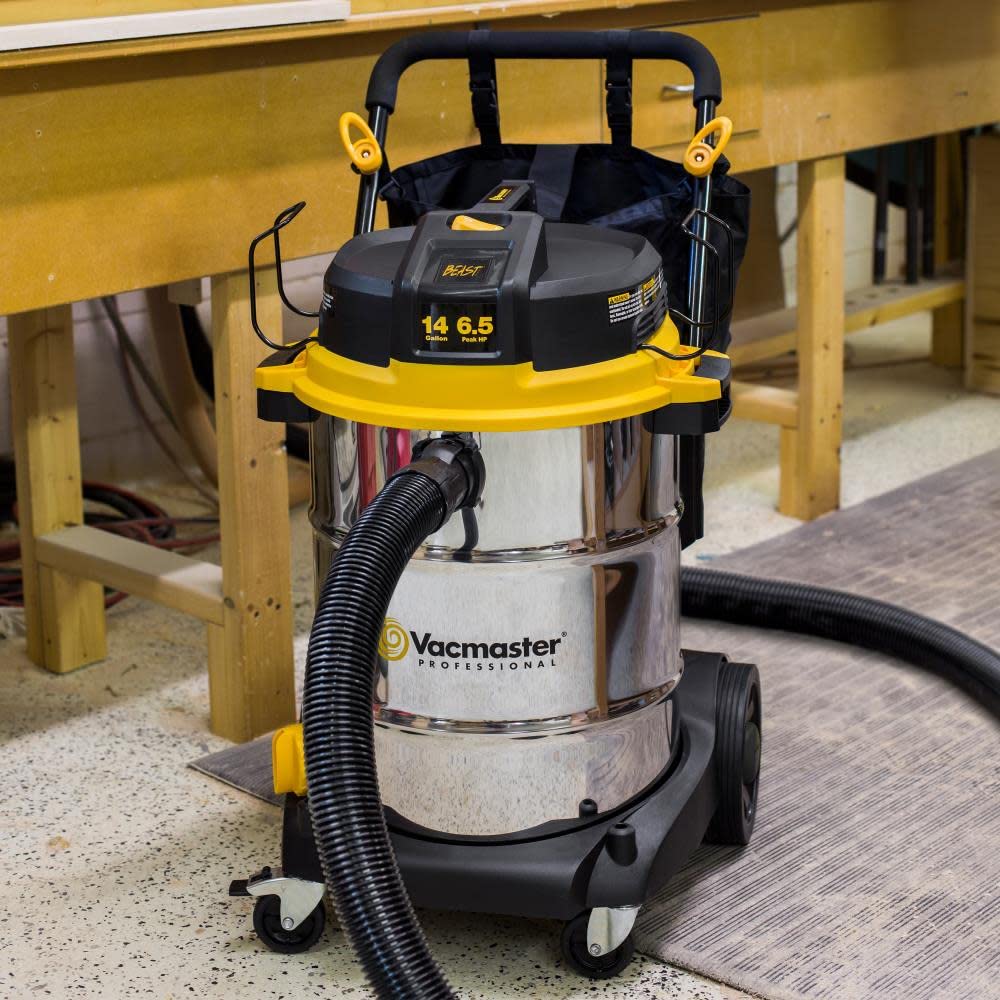 Vacmaster VJE1412SW0201 Beast Professional Series 14 Gal. 6.5 HP Steel Tank Wet/Dry Vac with Cart