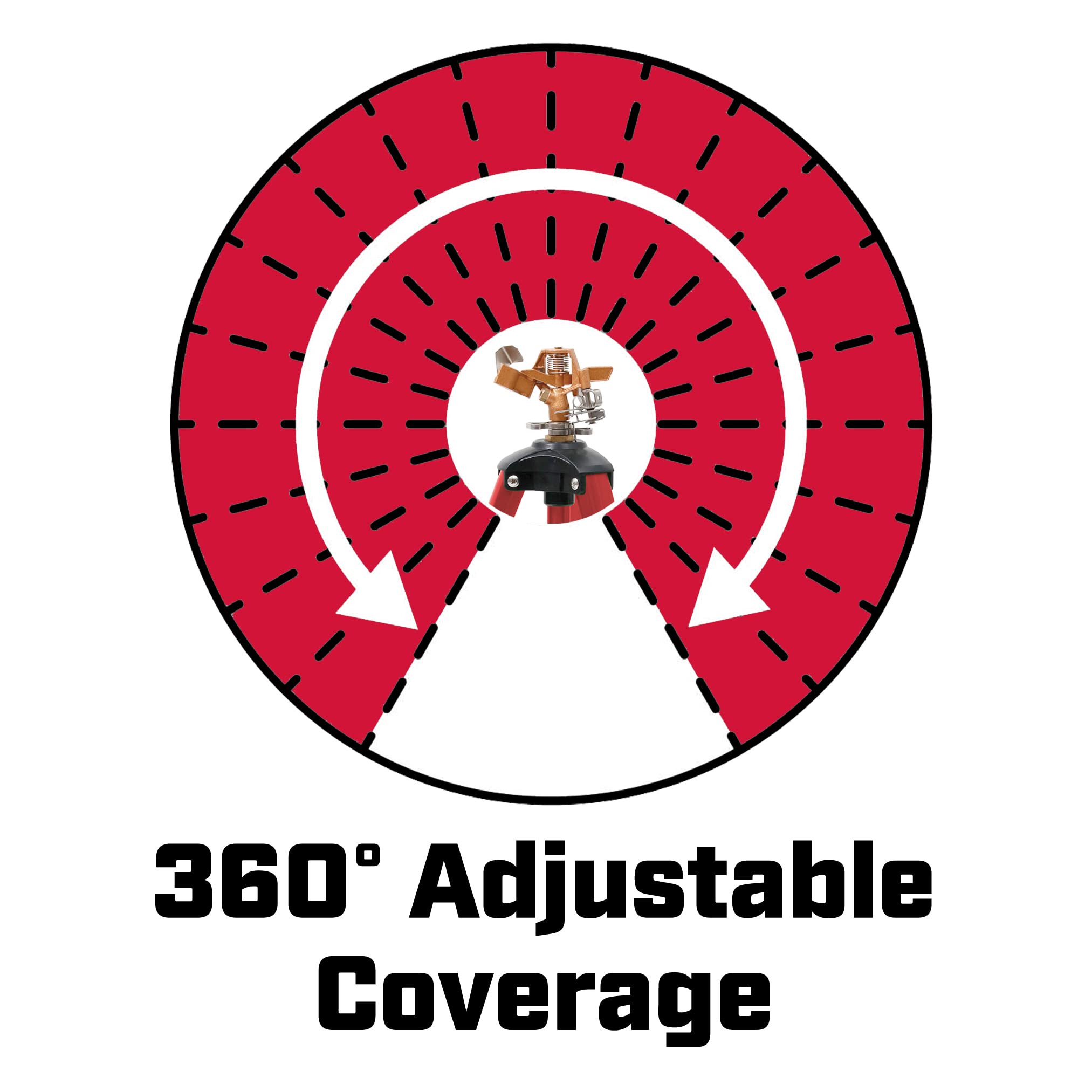 Chapin 4993: Heavy Duty Brass Head Tripod Impact Lawn Sprinkler, 360 Degree Coverage for Large Lawns, Golf Courses, Gardens, Adjustable Height, Gooseneck Hose Connection, Red and Black