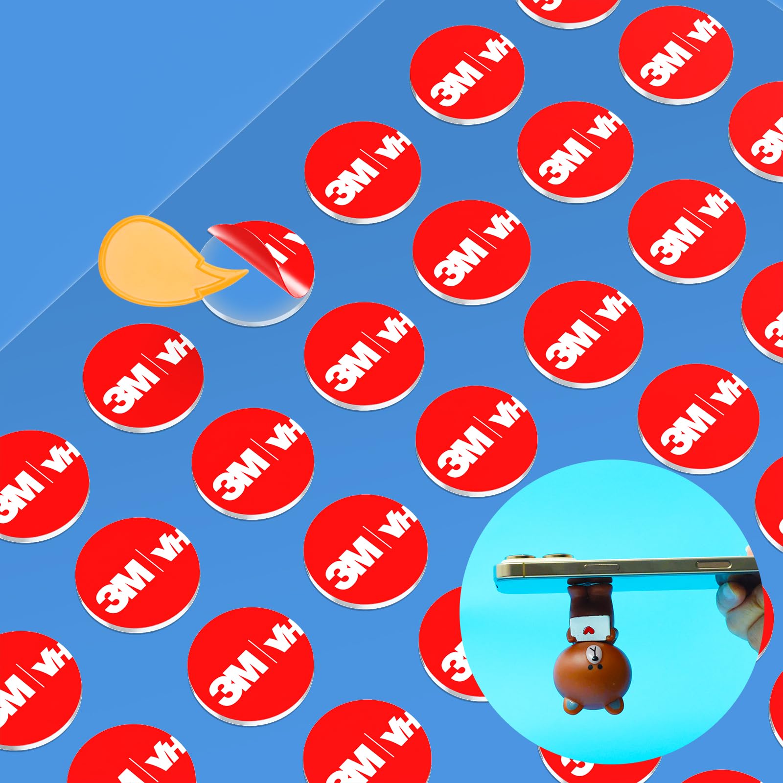 PHIXBEAR Made of 3M 0.6in Clear Poster Putty, Removable No Damage Double Sided Adhesive Dots, Waterproof Heat Resistant Mounting Putty Sticky Tack (60)