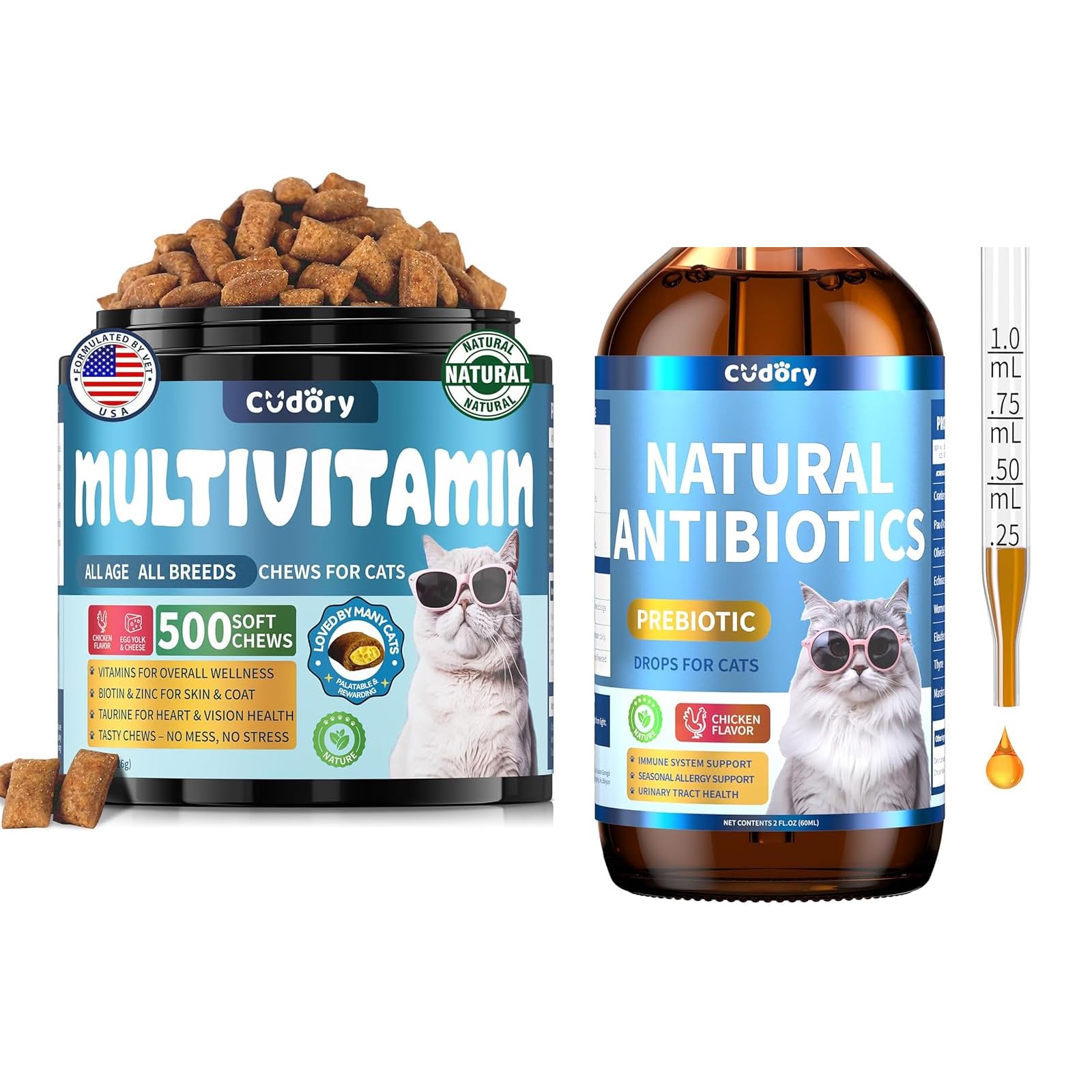 Cat Multivitamin, Crunchy & Creamy Cheese Chew Natural Antibiotics for Cats, Cat Antibiotics Nutritional