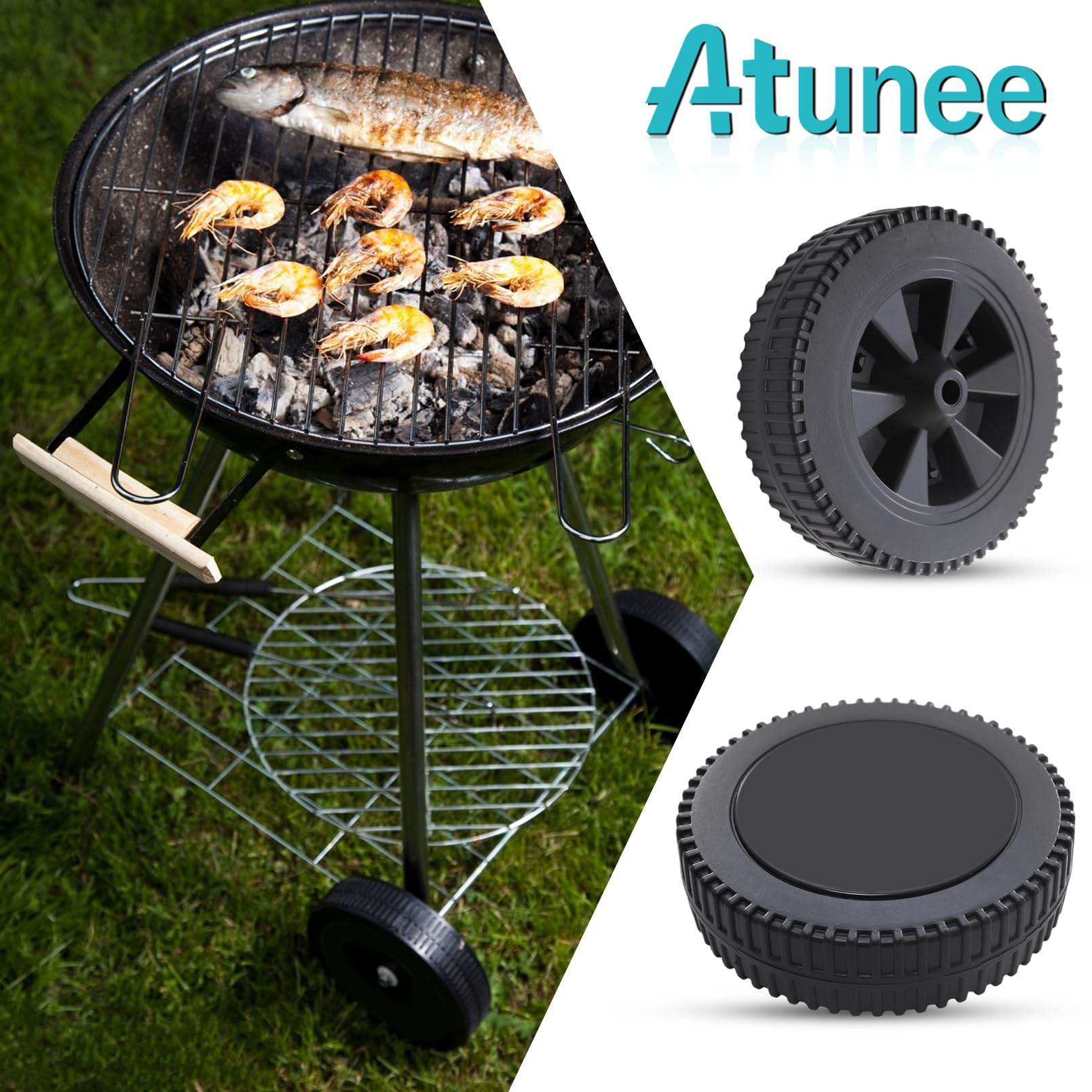 Atunee G437-0037-W1 7 Inch Wheels Grill Replacement Parts for Charbroil 463377319 463352521 469335115 463436415 463340516