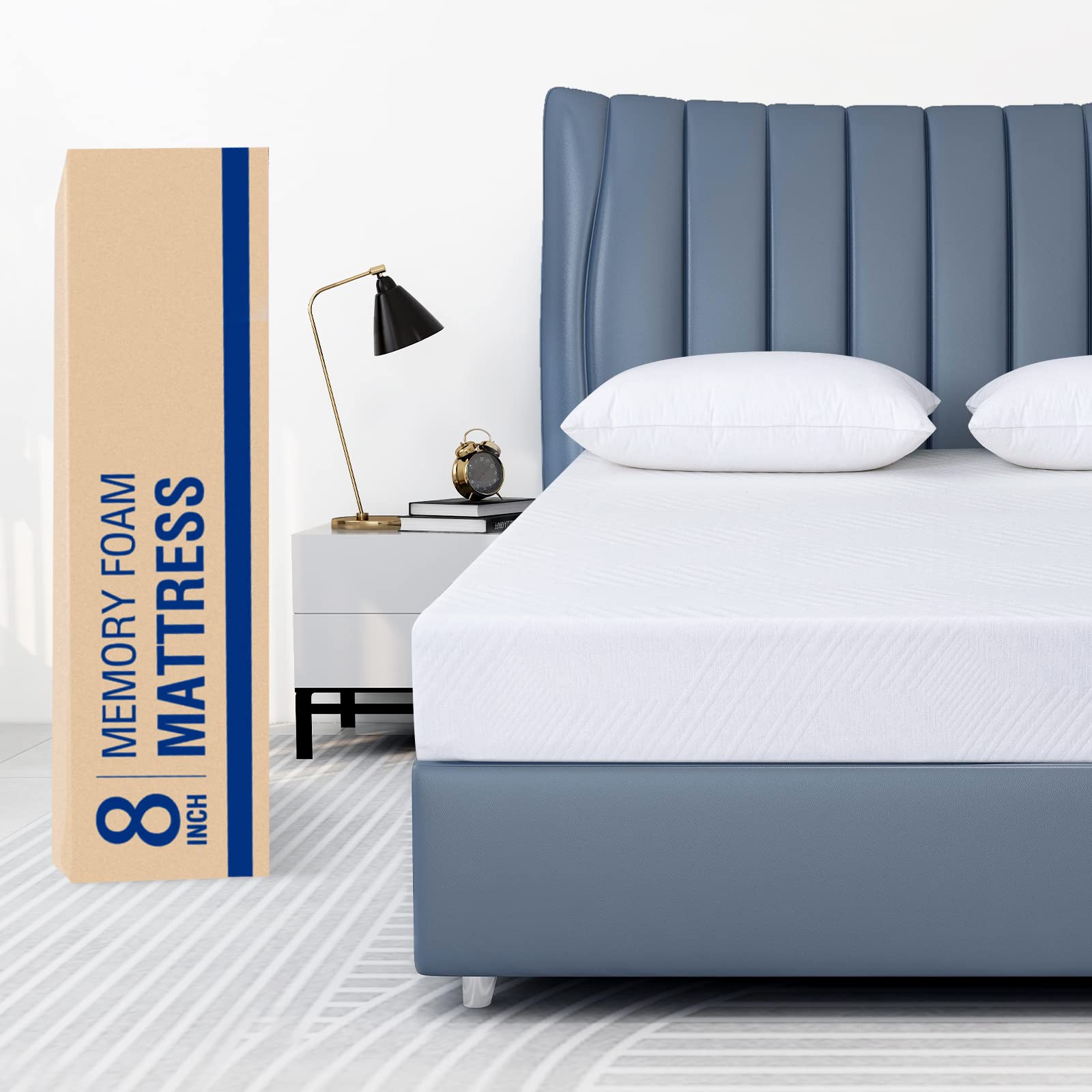 LIFERECORD 8 inch Twin Mattress in a Box, Gel Memory Foam Mattresses Made in USA for Twin Bed, Medium Firm, White