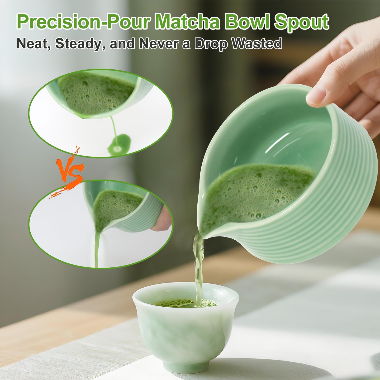Matcha Whisk Set, 6 Pcs Matcha Set Includes Matcha Bowl with Spout, Matcha Whisk (Chasen), Matcha Whisk Holder, Sifter, Bamboo Spoon & Scoop - Complete Matcha Tea Ceremony Kit, Gift for Matcha Lovers