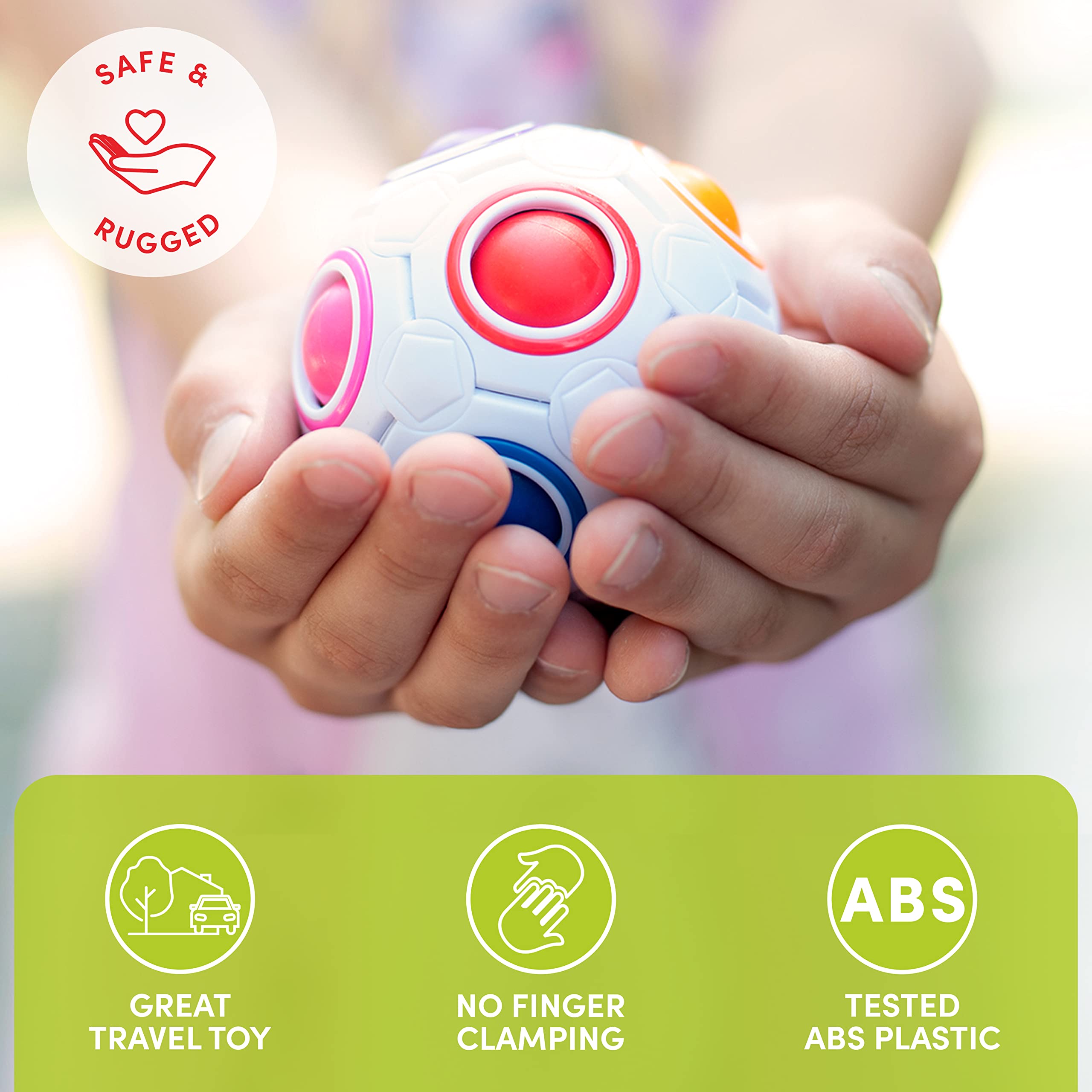 CUBIDI® Original Rainbow Puzzle Ball I Brain Teasers for Kids Ages 6-10 I for Boys and Girls 6+ Years I Travel Toy for Children | Fidget Ball Magic Ball
