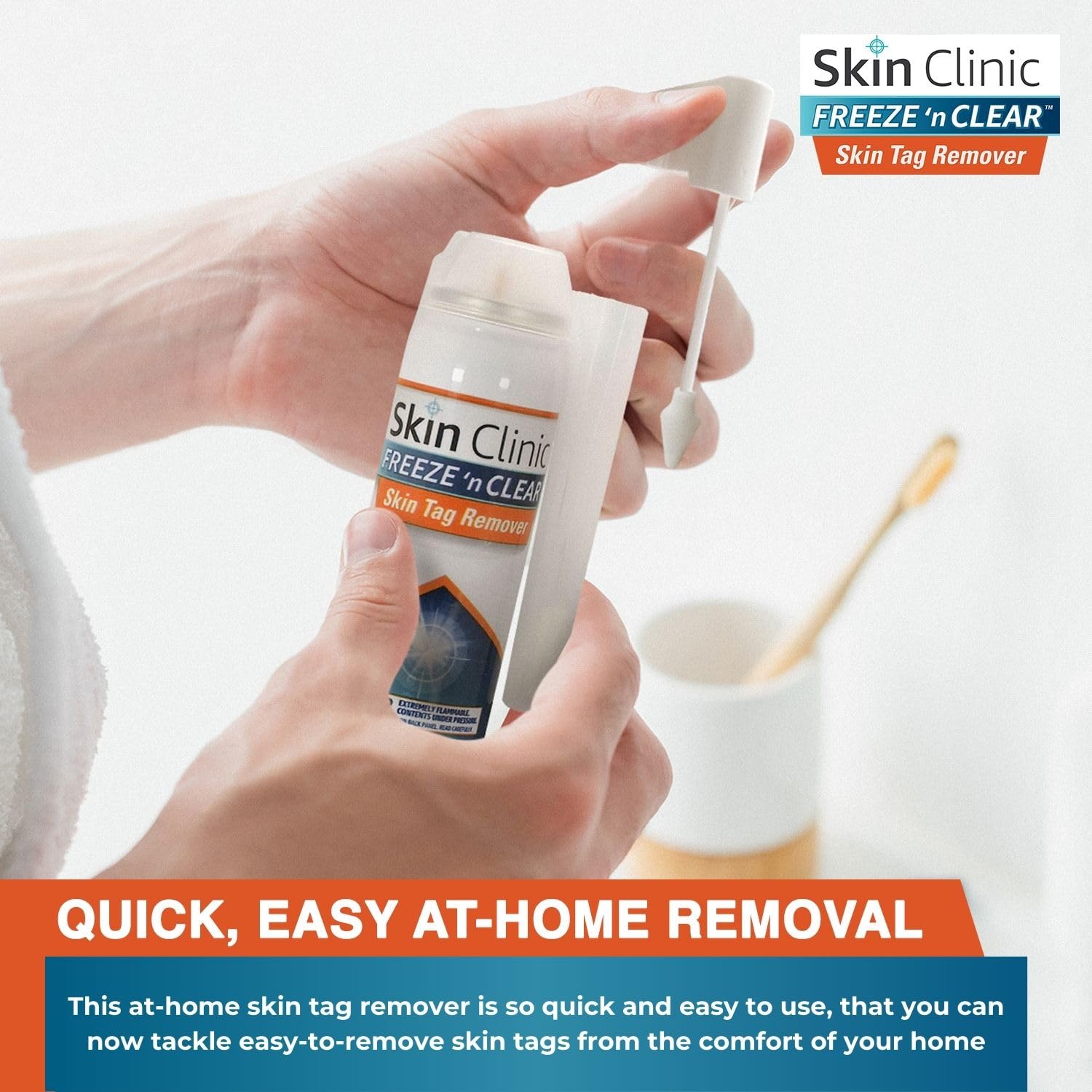 Skin Clinic FREEZE 'n CLEAR SkinTAG Remover (FDA-Cleared) at Home Cryo Kit (As Little As 1 Treatment) 8 Applicators + Tweezers