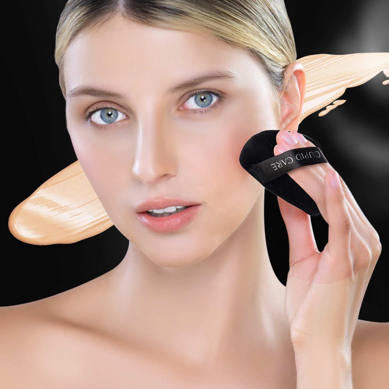 CUPID CARE 6 Pcs Triangle Powder Puff with 2 Travel Cases, Setting Powder Puffs for Face Powder and Foundation, Velour Makeup Puff for Loose Powder Body Powder, Skin-Friendly, Beauty Makeup Tools