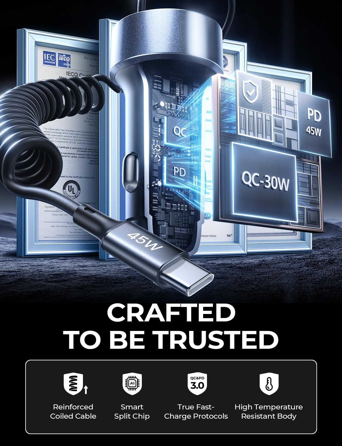 LISEN 90W for iPhone 17 16 15 Pro Max Car Charger USB C Fast Charging,Super Fast for iPhone 15 16 17 Pro Car Charger Type C Adapter Fit iPhone 17 16 15 Air ProMax Plus,Samsung Galaxy S25/24,Android