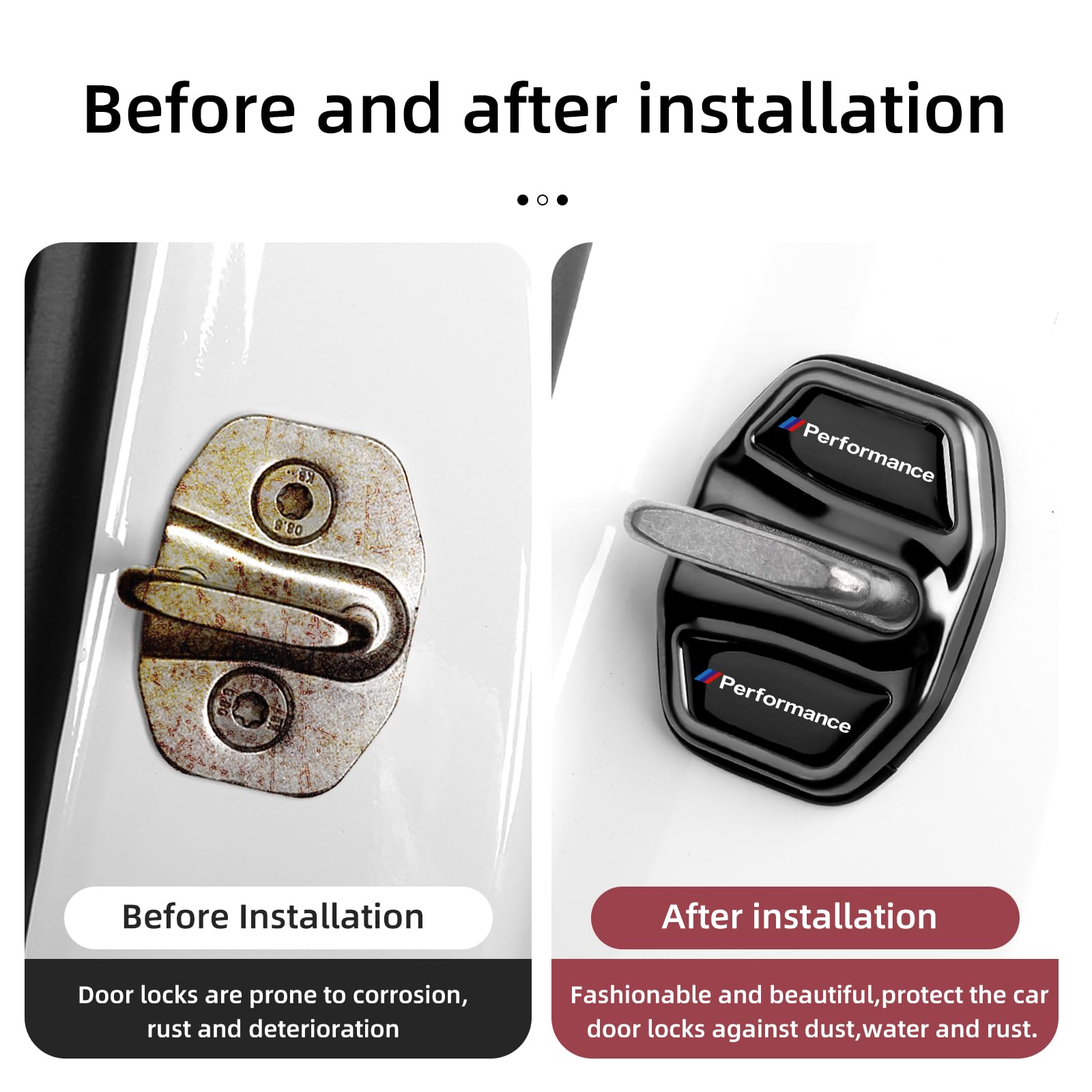 bailongma for BMW Door Lock Cover, Stainless Steel Car Door Lock Latches Cover Protector Compatible with BMW 1 2 3 5 7 Series X1 X2 X3 X4 X5 X6 F25 F48 G20 G30 G11 G12 Car Accessories (Black 4Pcs)