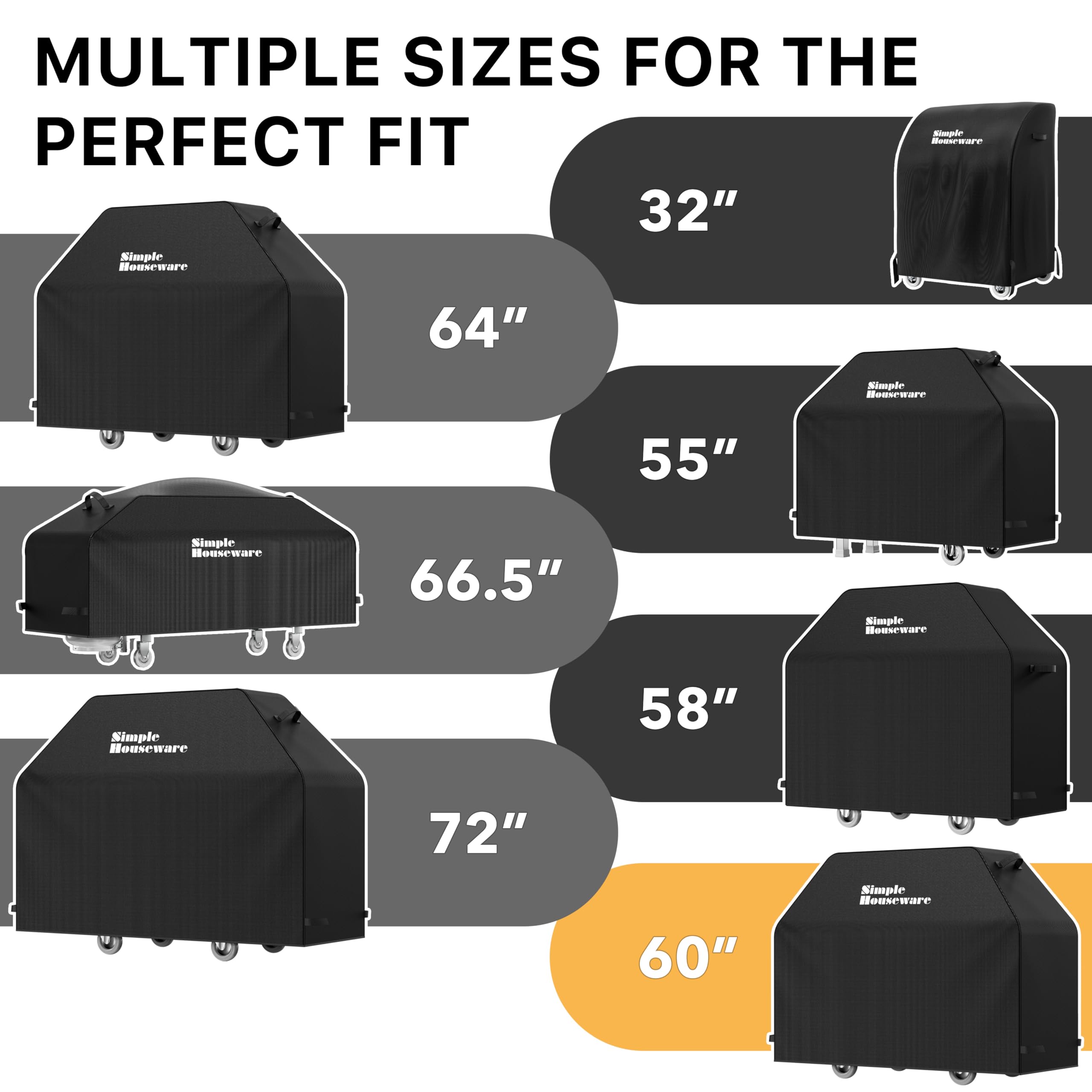 Simple Houseware 60 in. Heavy-Duty BBQ Gas Grill Cover, 600D Polyester Waterproof, Weather-Resistant