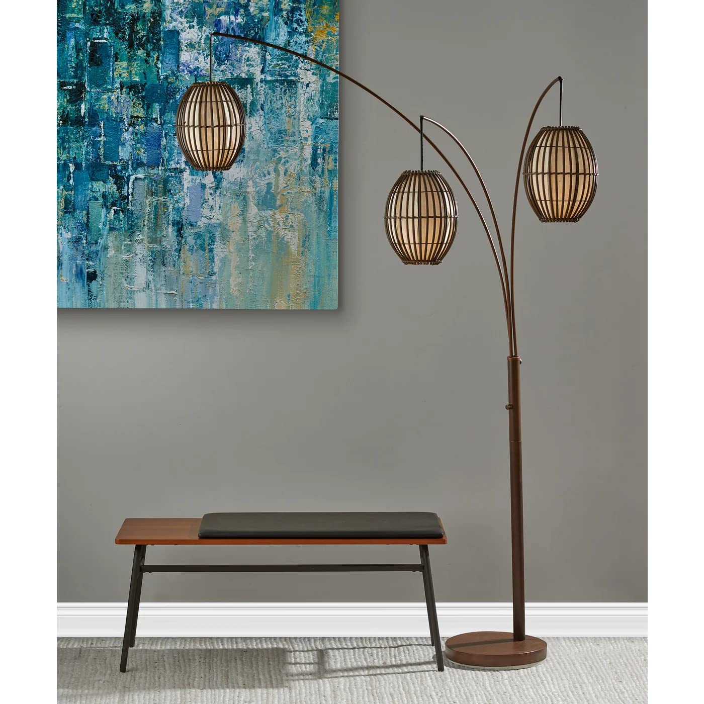Adesso 4026-26 Maui Arc Lamp, 82 in., 3x60W Incandescent,13 CFL, Antique Bronze, 1 Floor Lamp