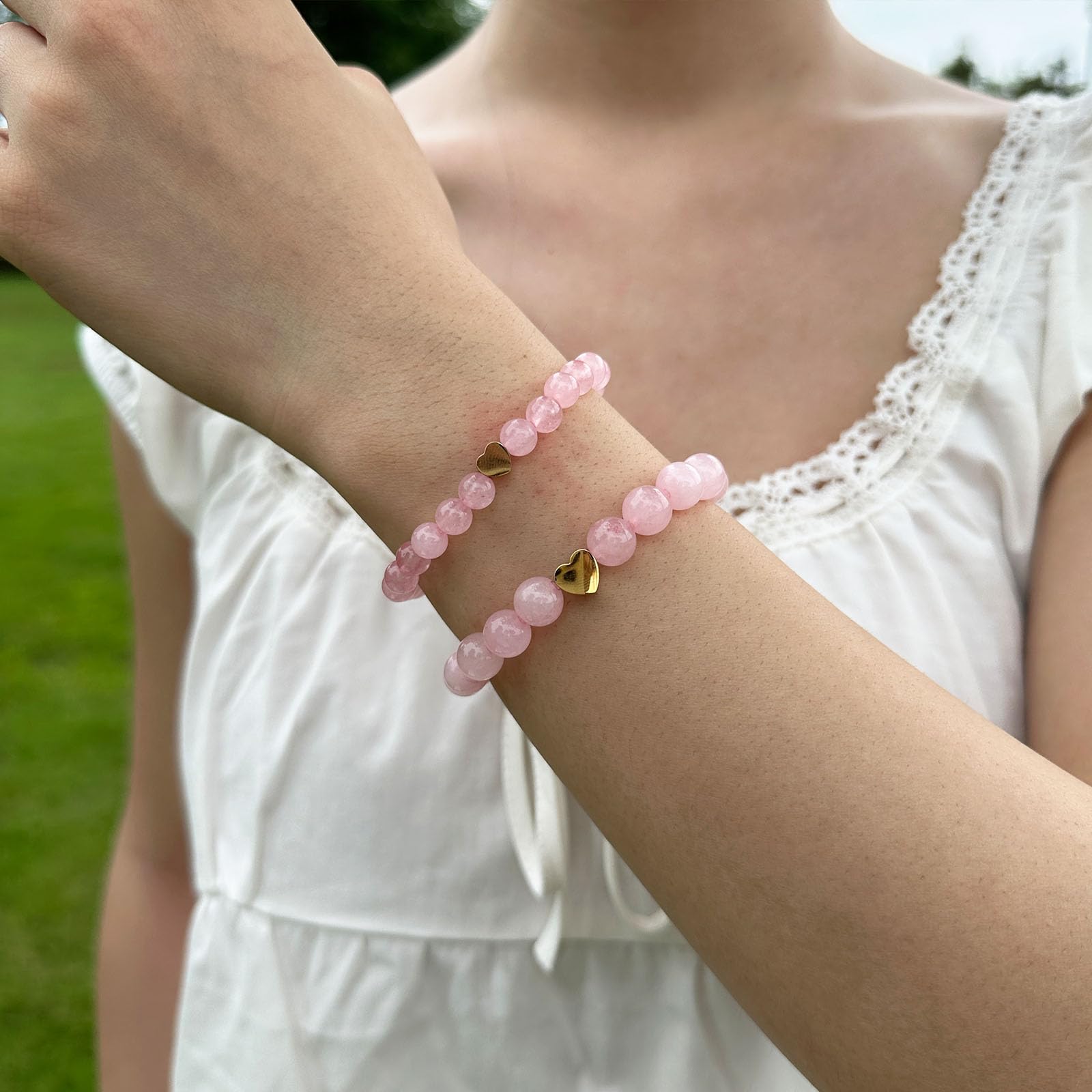 Back to School Bracelets Matching Heart Mommy and Me Wish Strings Bracelet Set First Day of School Gifts (Pink)