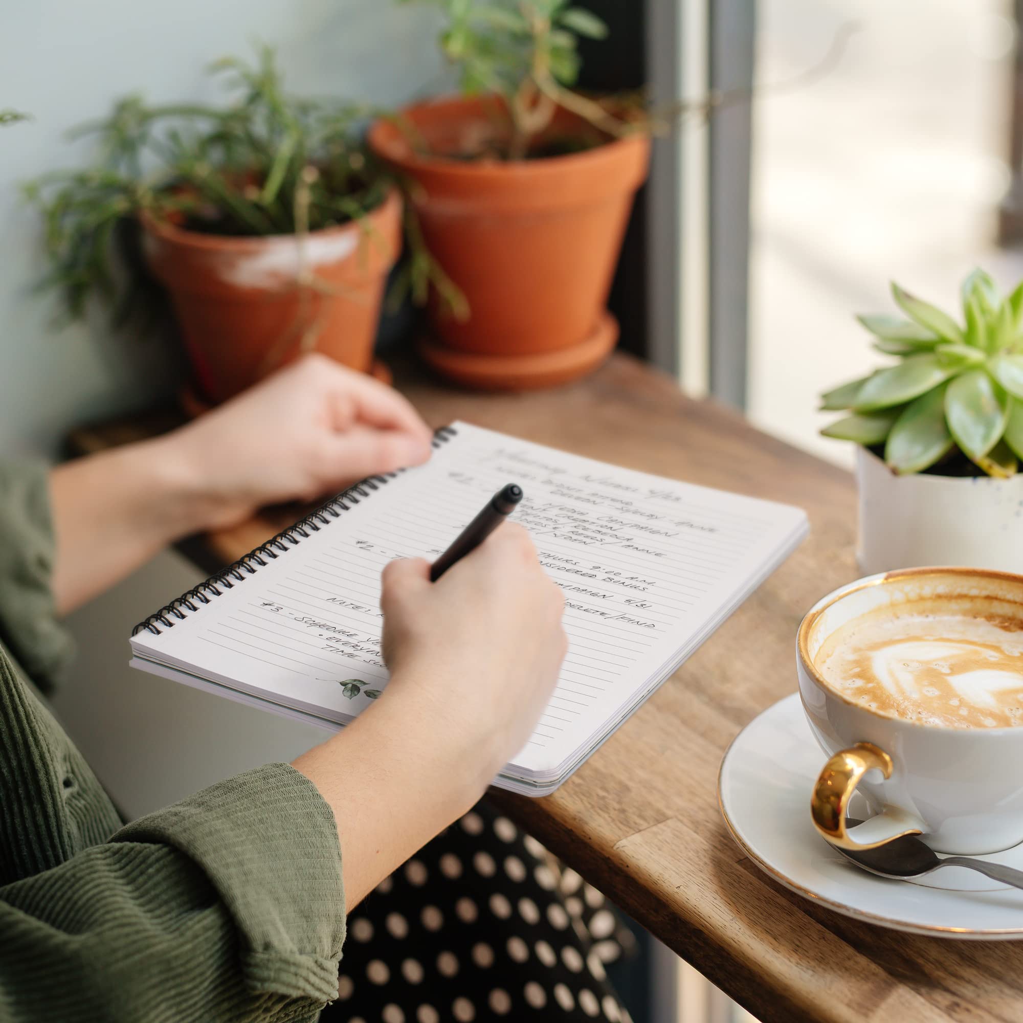 Aesthetic Spiral Notebook Journal For Women - Cute Dried Floral 10.5" x 8.5" College Ruled Notebook With Large Pockets And Lined Pages - Perfect to Stay Organized and Boost Productivity at Work or