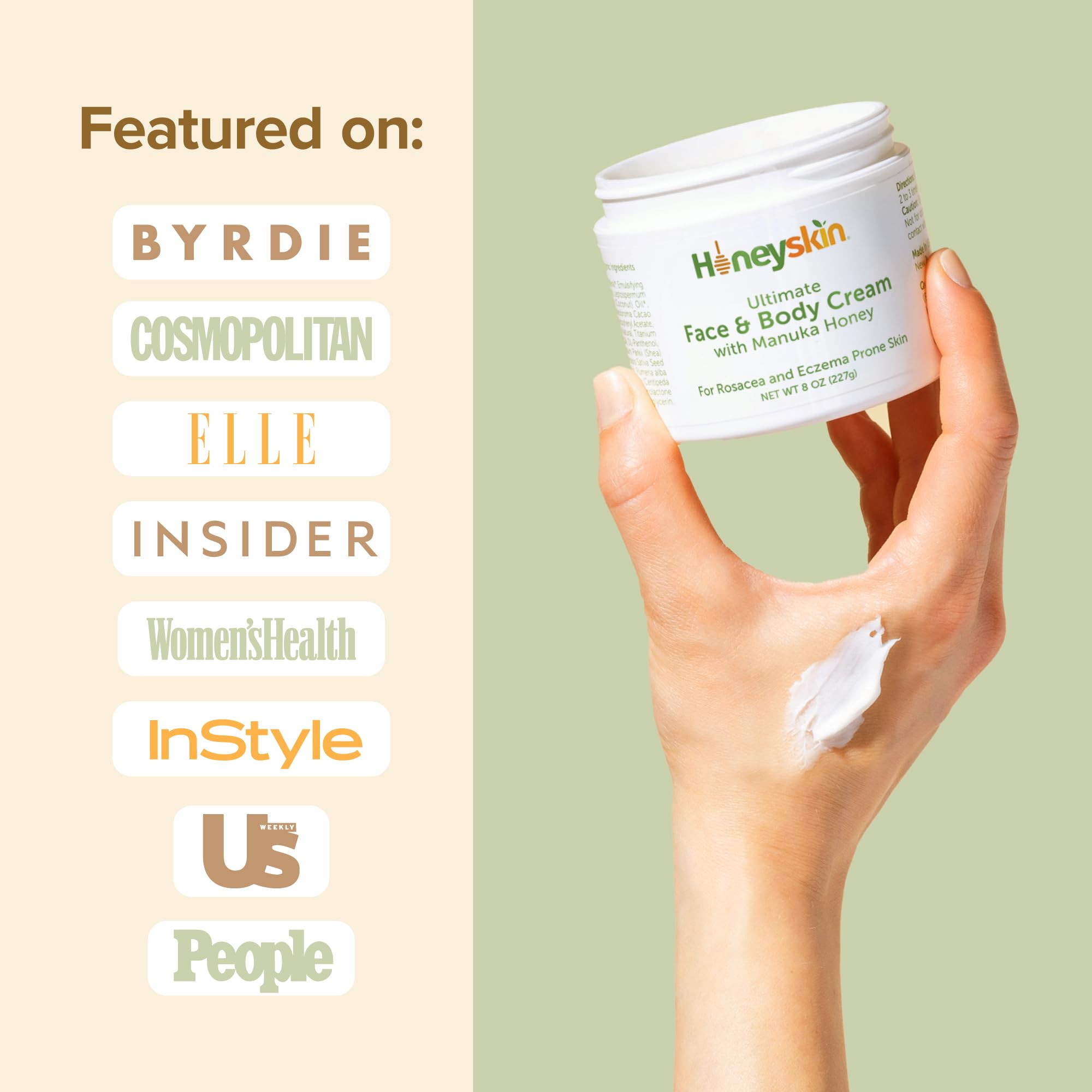 Hydrating Face Moisturizer & Body Cream with Manuka Honey Cream & Coconut Body Oil - Organic Face Moisturizer and Body Lotion for Extremely Dry Skin - For Dry Itchy Skin & Rosacea Treatment (8oz)
