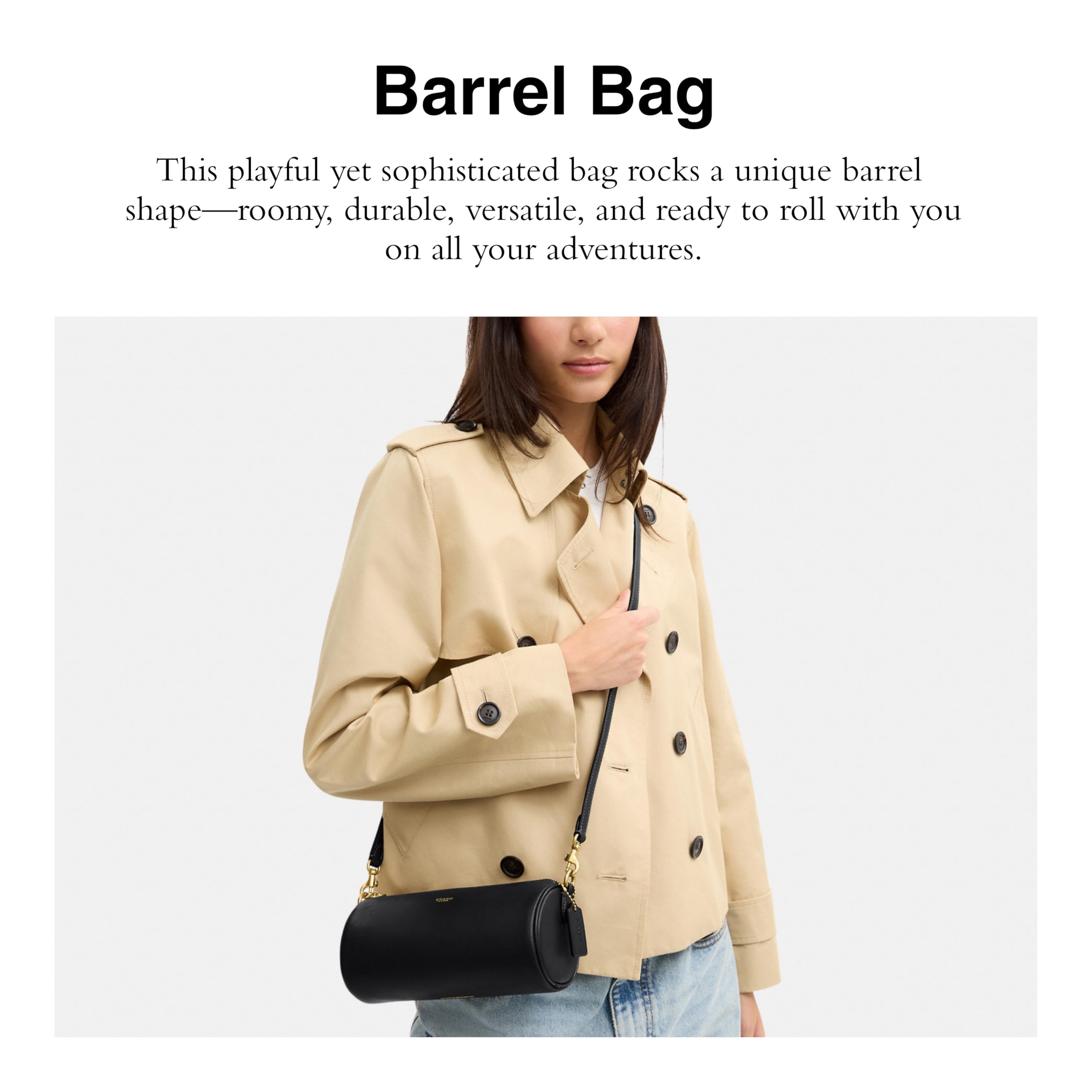 COACH Natural Grain Leather Barrel Bag