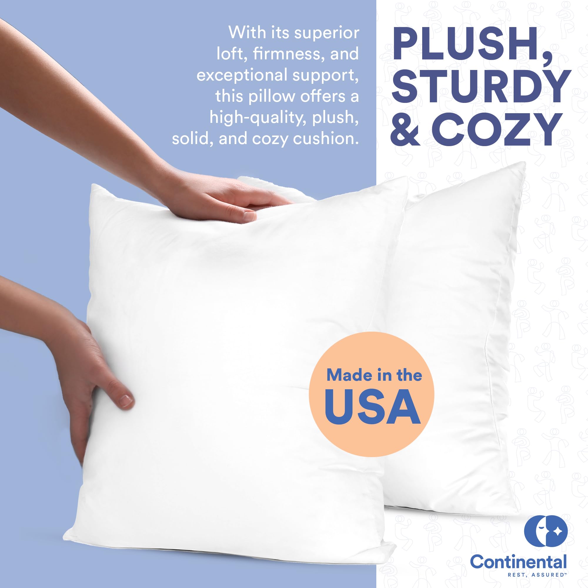 Continental Bedding Decorative Throw Pillow Goose Down and Feather Fill 50/50, 18x18 inch, White